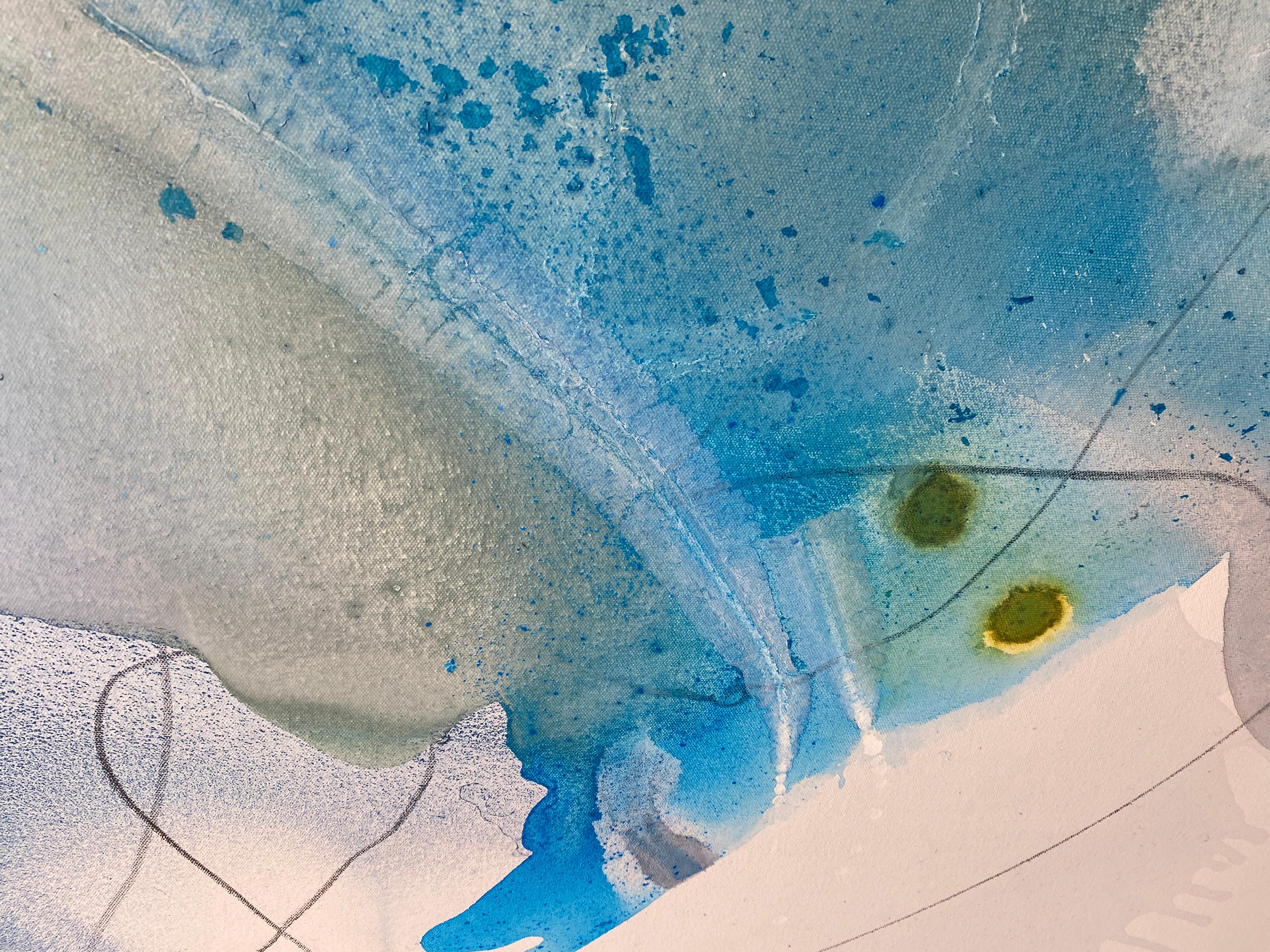 Harbor 8, dipinto astratto su tela, stratificato con colori vivaci e toni blu in vendita 5