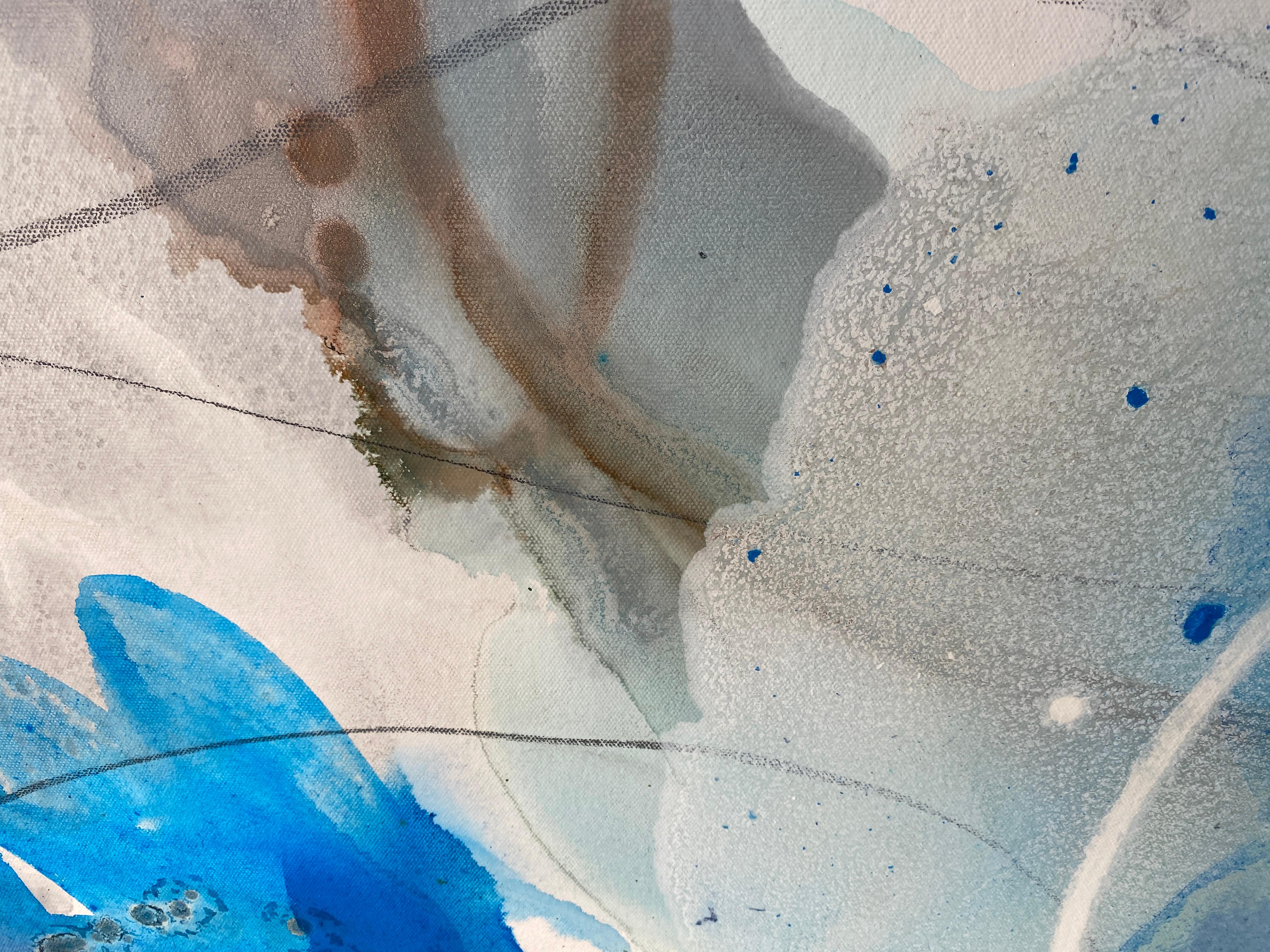 Harbor 8, dipinto astratto su tela, stratificato con colori vivaci e toni blu in vendita 8