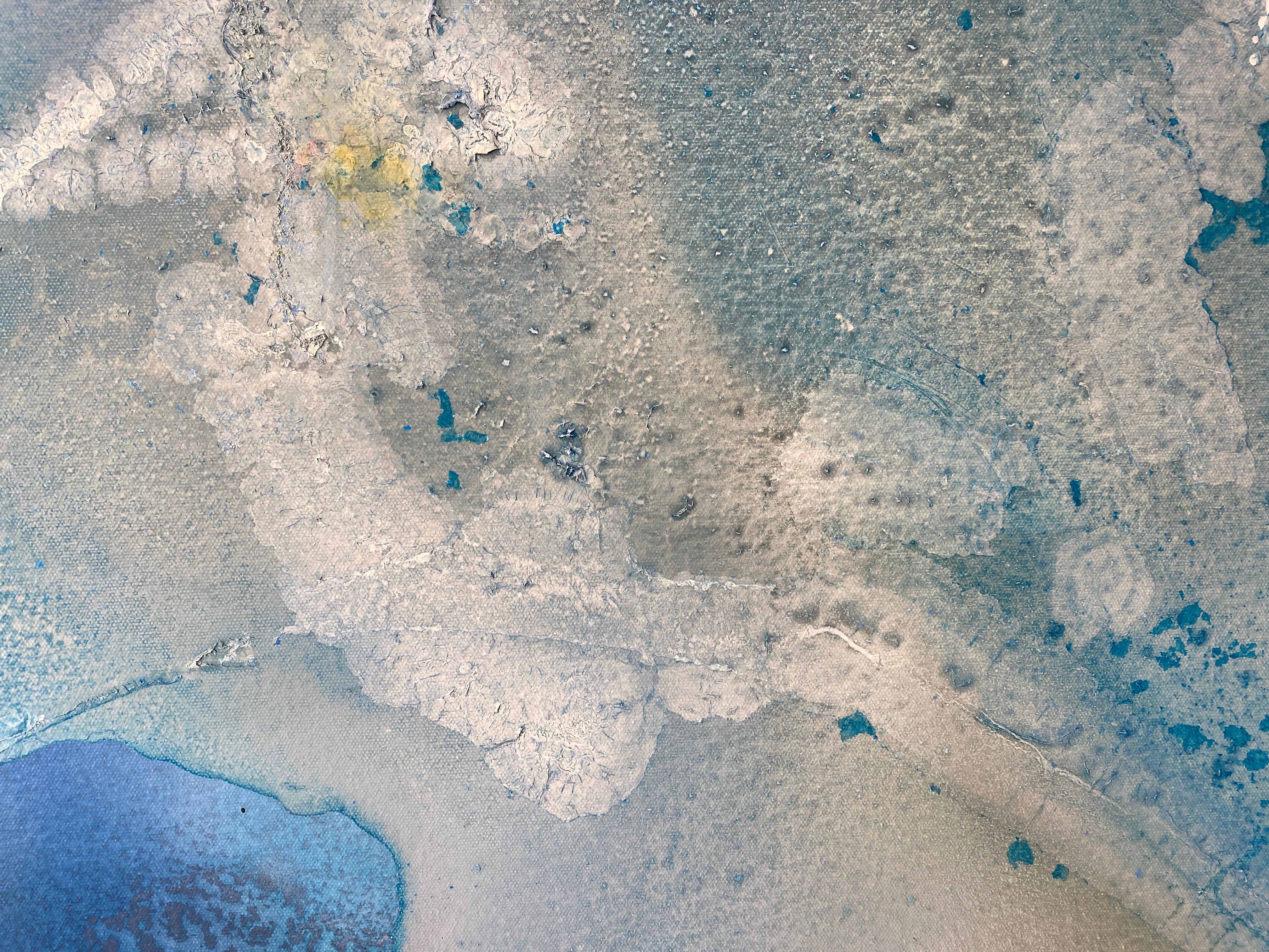 Harbor 8, dipinto astratto su tela, stratificato con colori vivaci e toni blu in vendita 10