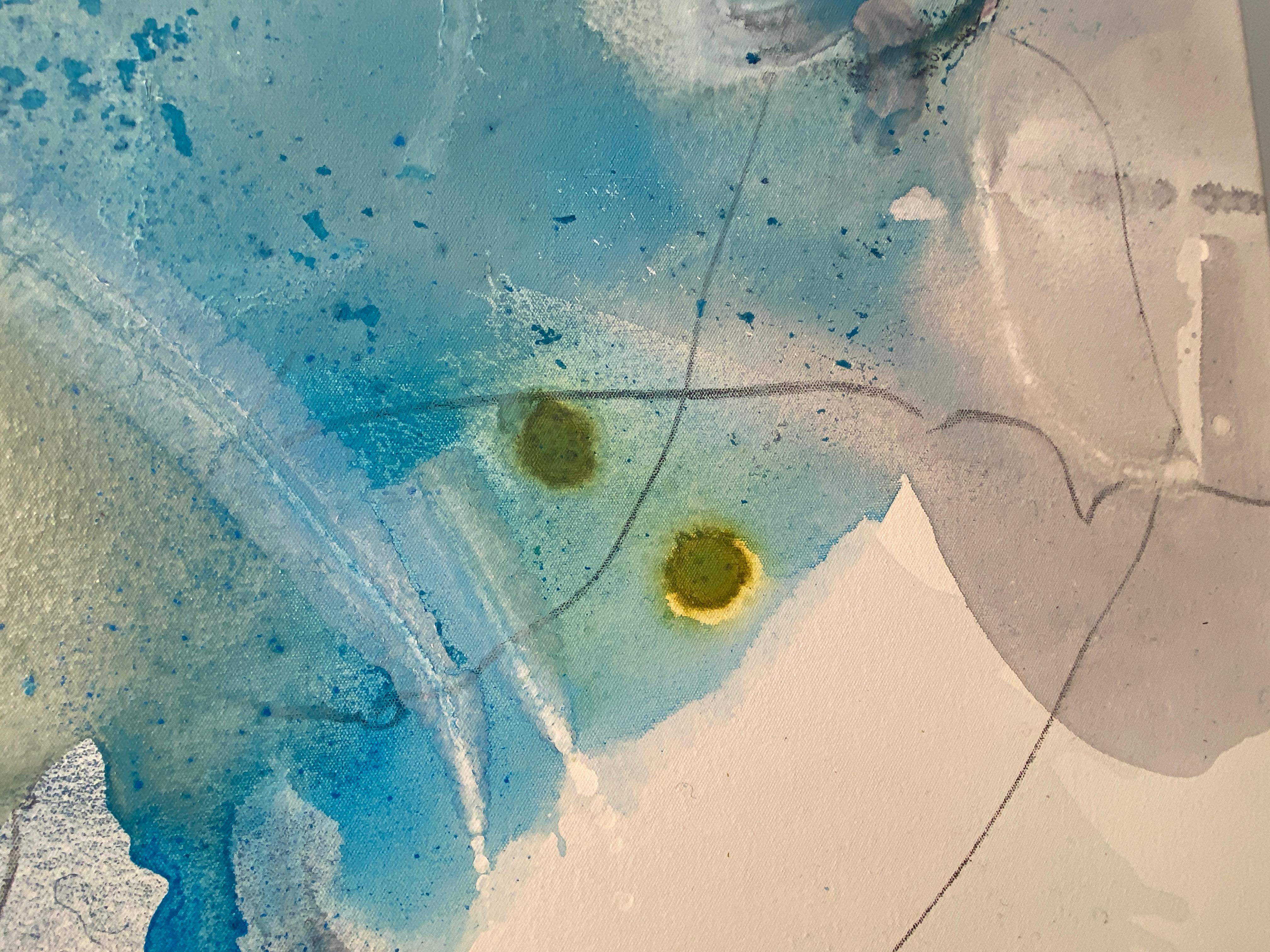 Harbor 8, dipinto astratto su tela, stratificato con colori vivaci e toni blu in vendita 12