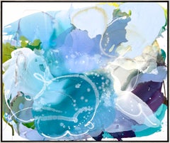 "Lilac Wave 1"  Contemporary Abstract Mixed Media on Canvas Framed Painting