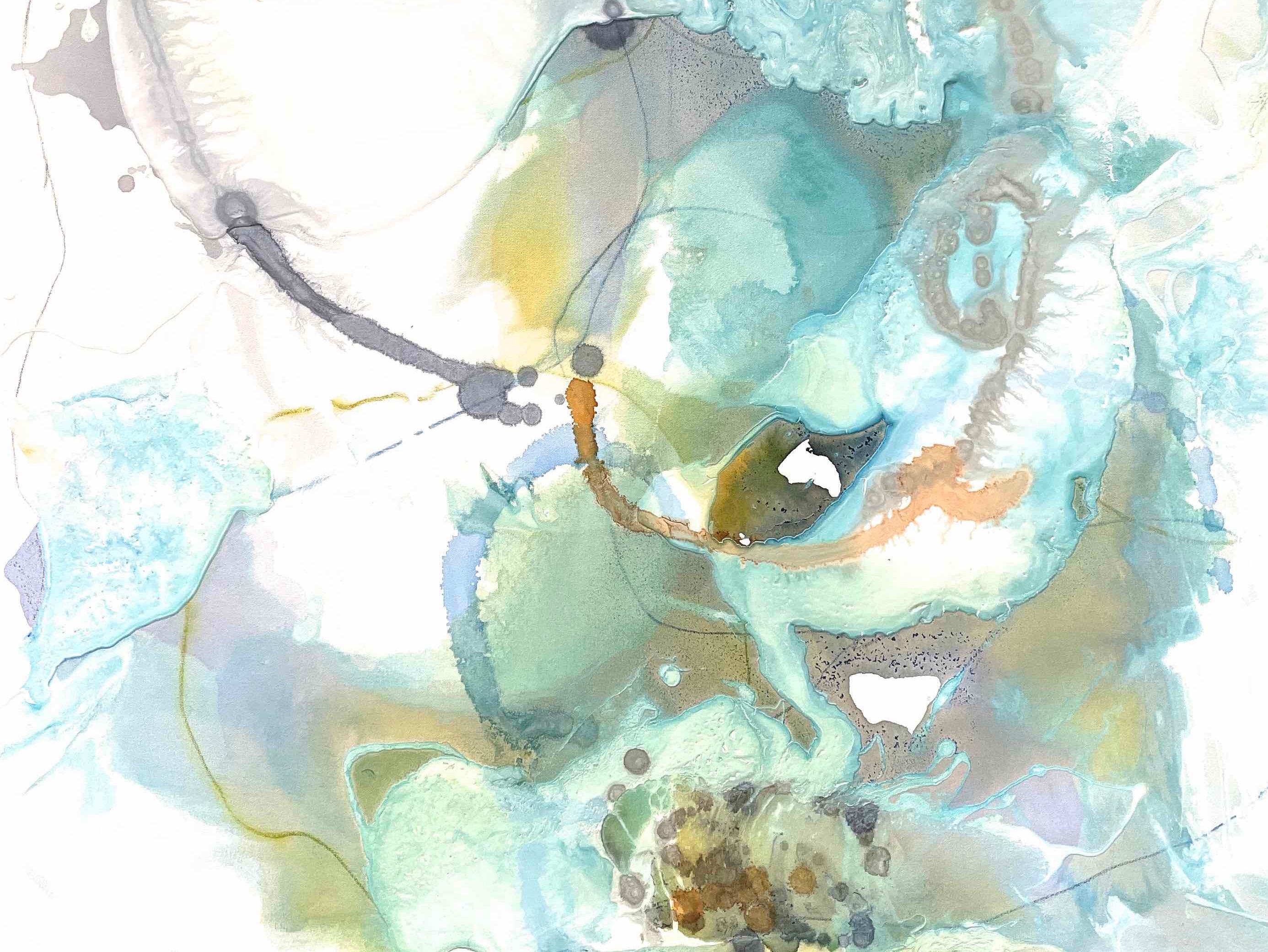 Magnolia 2 - Abstrait Painting par Liz Barber