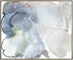 "Open Bloom" Contemporary Abstract Framed Mixed Media on Canvas Painting