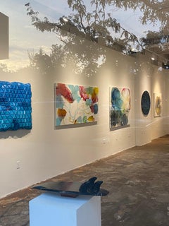 Rose Vine, large abstract painting on canvas, textured with bright colors