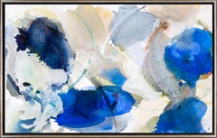 "Shade Petals 7" Blue Abstract Painting with Water-like Movement