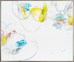 "Summer Sway 3" Pintura abstracta contemporánea en técnica mixta sobre lienzo enmarcada