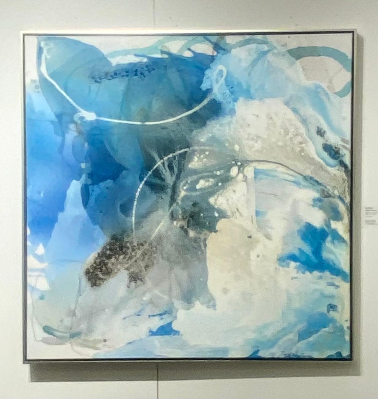Summer Wave 1, dipinto astratto su tela, con colori vivaci e blu. - Painting Astratto di Liz Barber