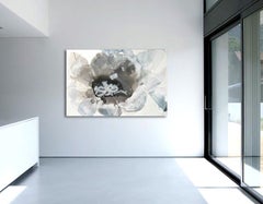 Water Blooms 8, large abstract painting on canvas, layered with monotone colors