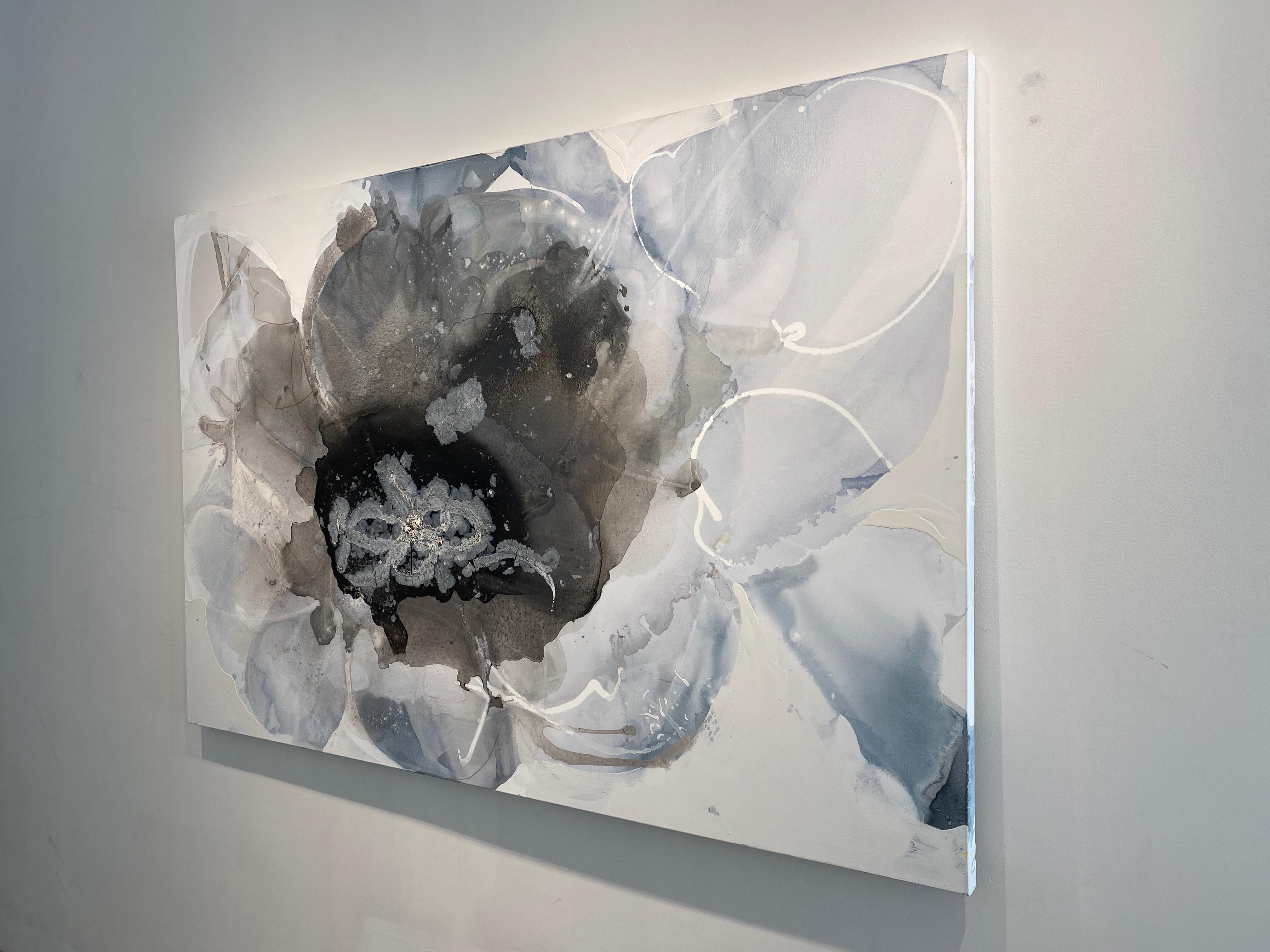 Water Blooms 8, grande dipinto astratto su tela, stratificato con colori monotoni in vendita 5