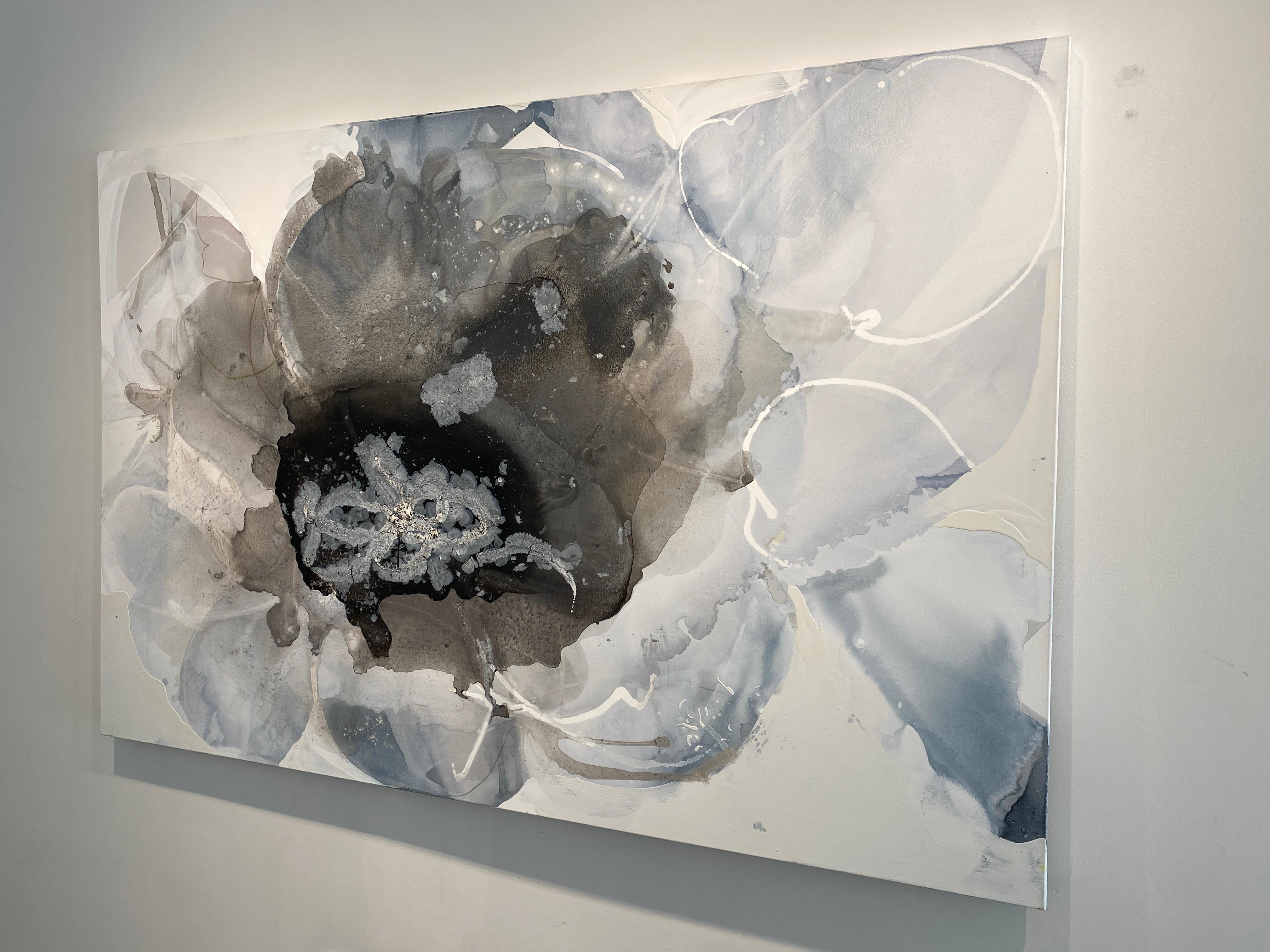 Water Blooms 8, grande dipinto astratto su tela, stratificato con colori monotoni in vendita 4