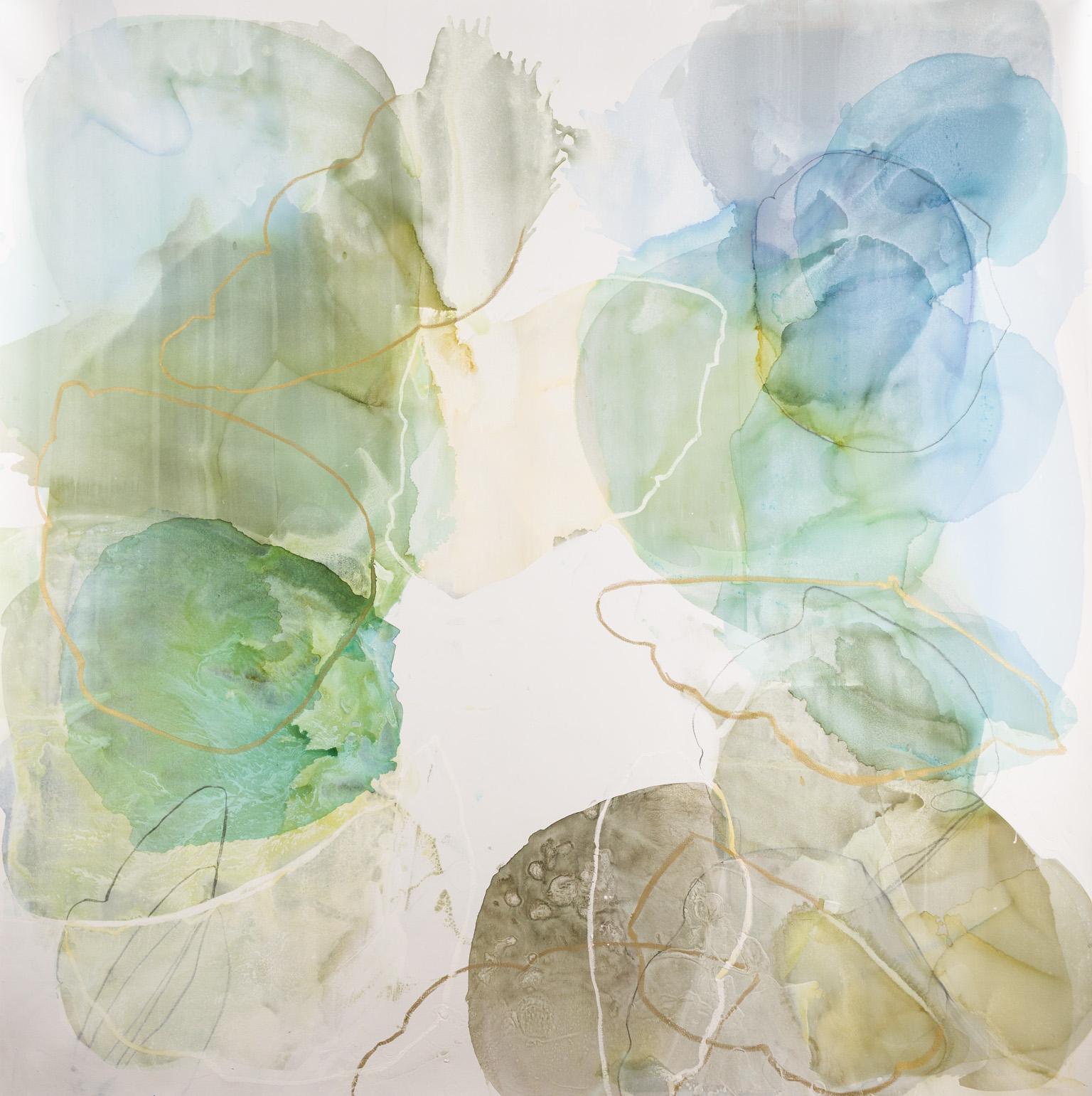 Floating Petals 8 - Mixed Media Art by Liz Barber Leventhal