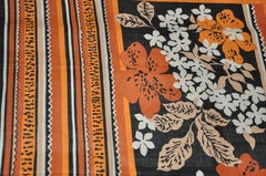 Liz Claiborne Large ""Autumn Rust Floral & Stripes" Fransenschal aus Baumwollmischung