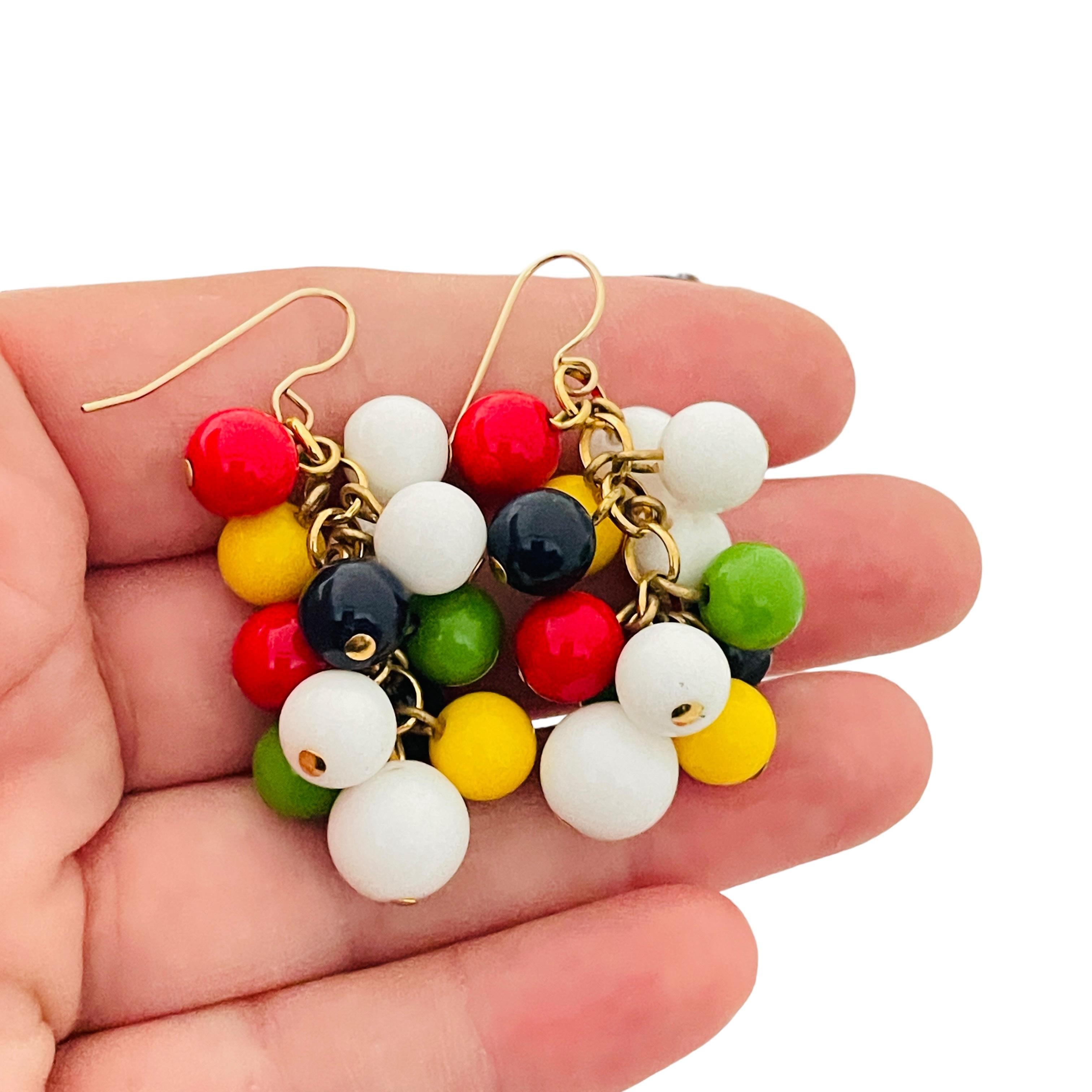 Women's LIZ CLAIBORNE signed gold colorful lucite runway necklace earrings set For Sale