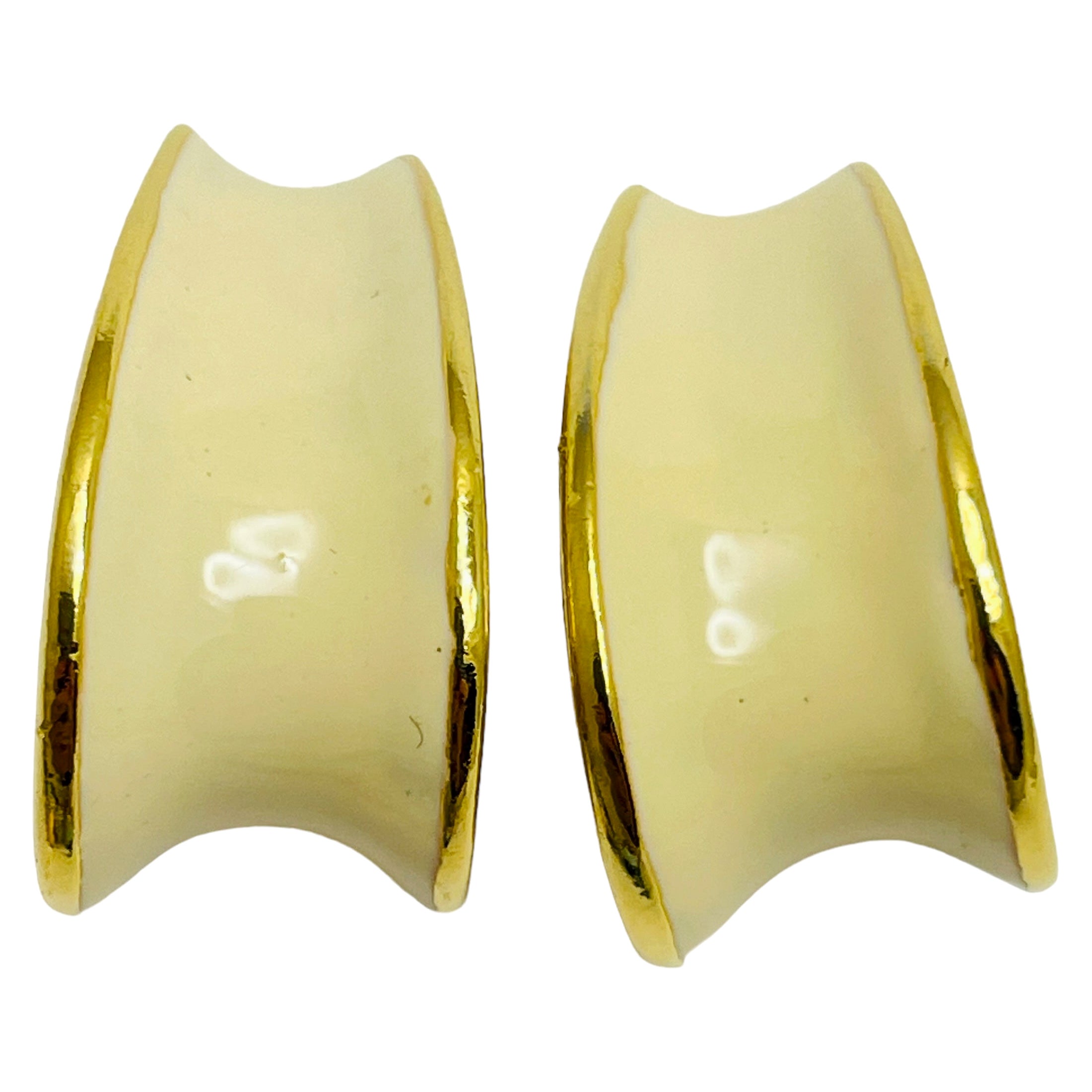 Orecchini a clip firmati Liz Claiborne con smalto d'oro d'epoca in vendita