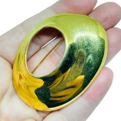 LIZ CLAIBORNE signiert Vintage Gold Ton Modernist Designer Brosche