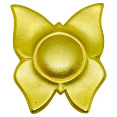 LIZ CLAIBORNE signed vintage matte gold tone butterfly designer brooch