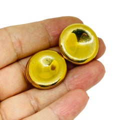 LIZ CLAIBORNE signed vintage gold tone modernist designer pierced earrings