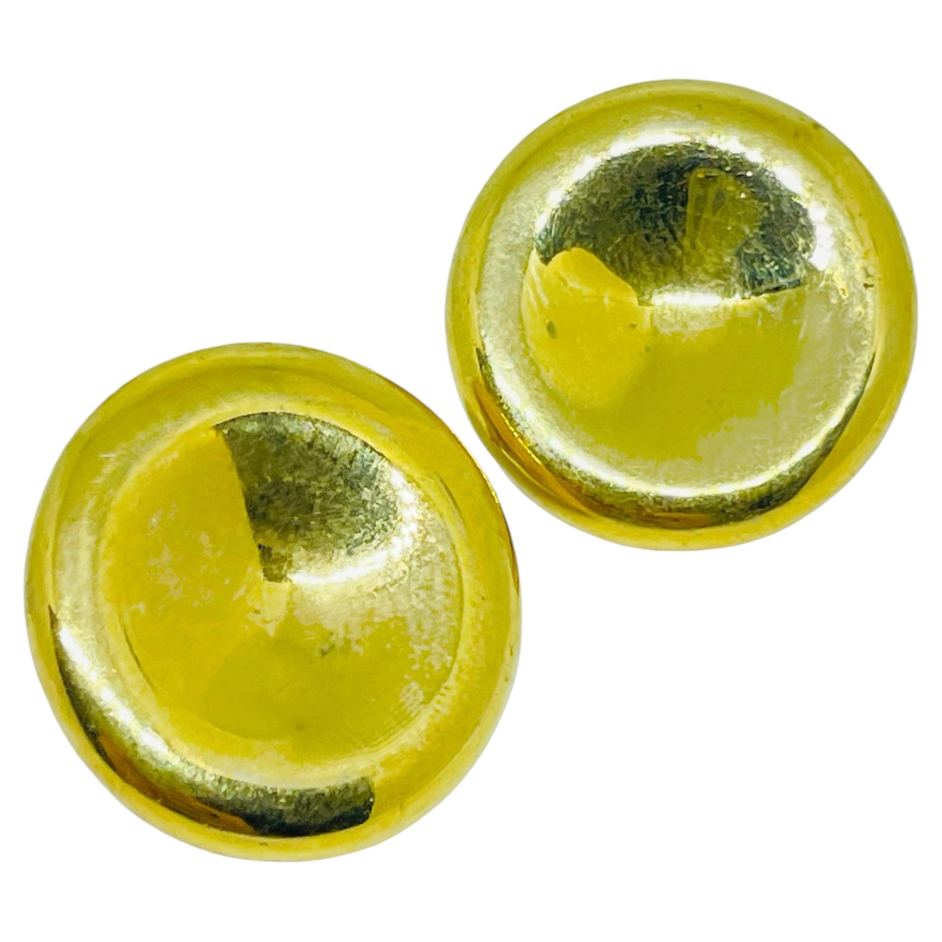 Pre-owned Liz Claiborne Signed Vintage Gold Tone Modernist Designer Pierced Earrings In Multi