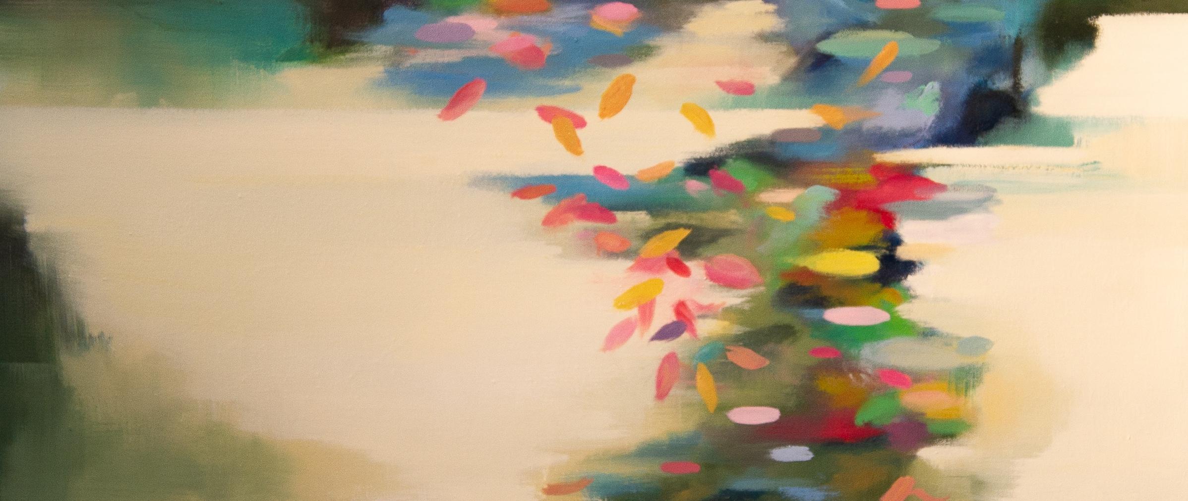 Meditation Series Burst - Beige Landscape Painting by Liz Dexheimer