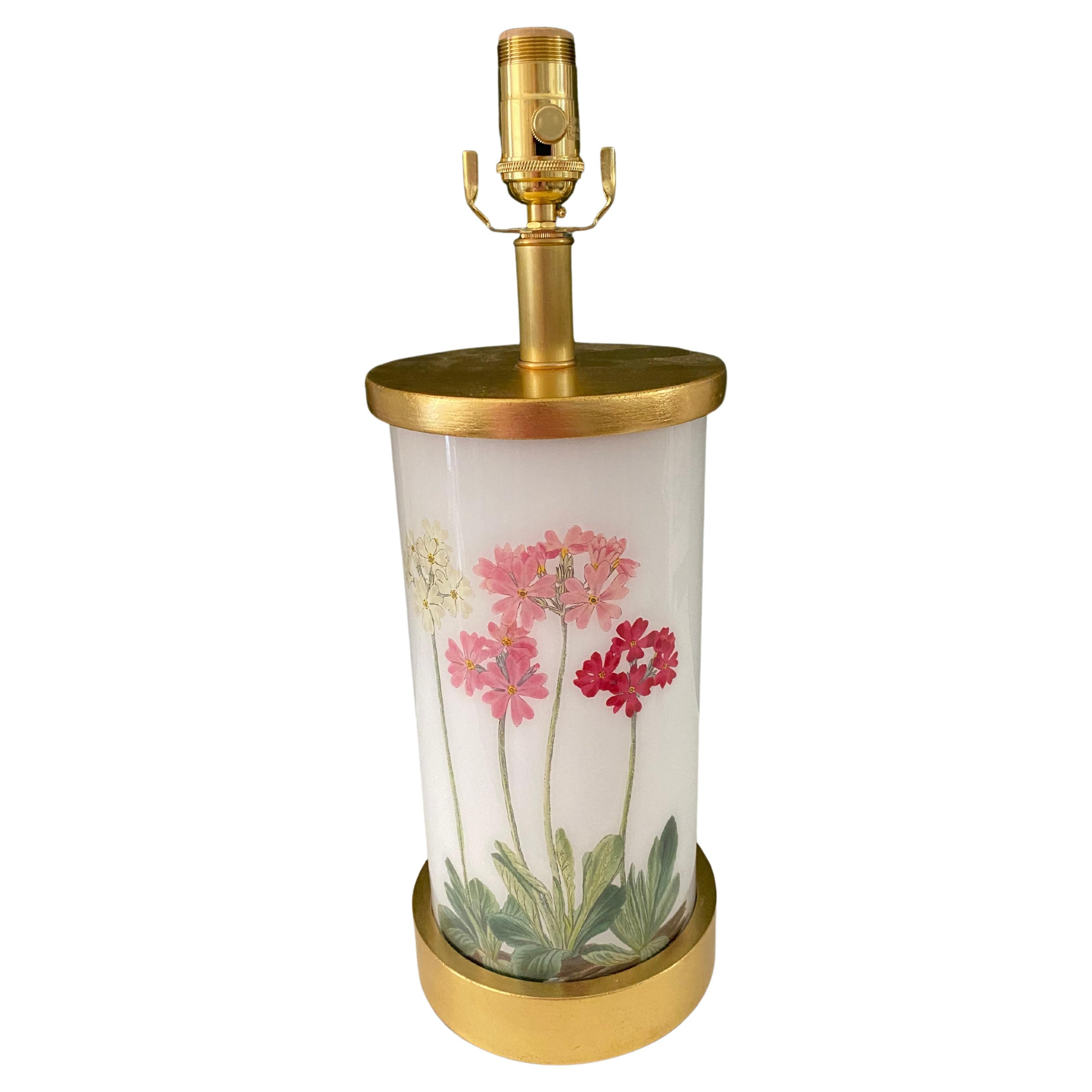 Liz Marsh Designs Garden Primulas Decoupage Lamp For Sale