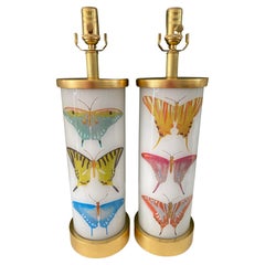 Liz Marsh Designs Pair of Decoupage Butterfly Study Lamps