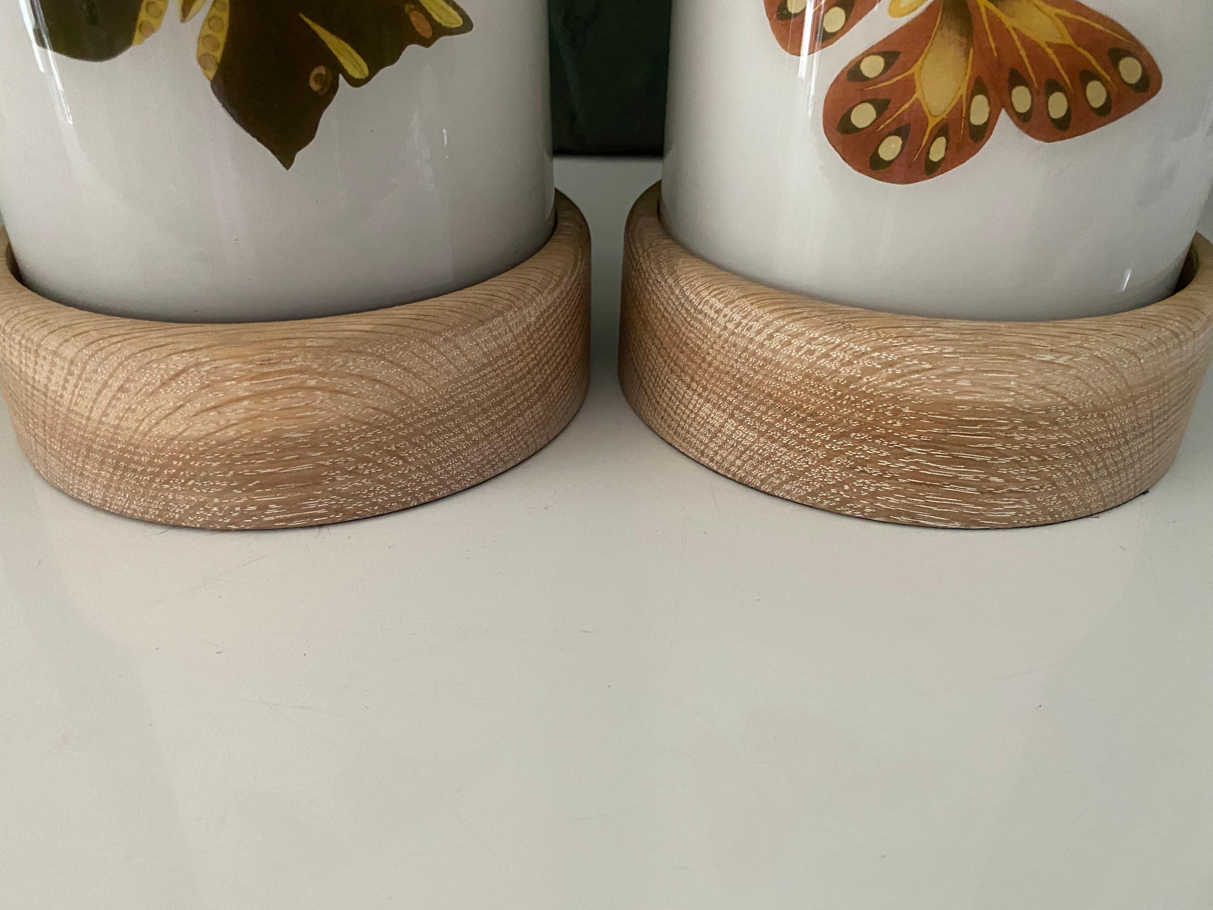 Organic Modern Liz Marsh Designs Pair of Fluttering Butterflies Decoupage Lamps For Sale