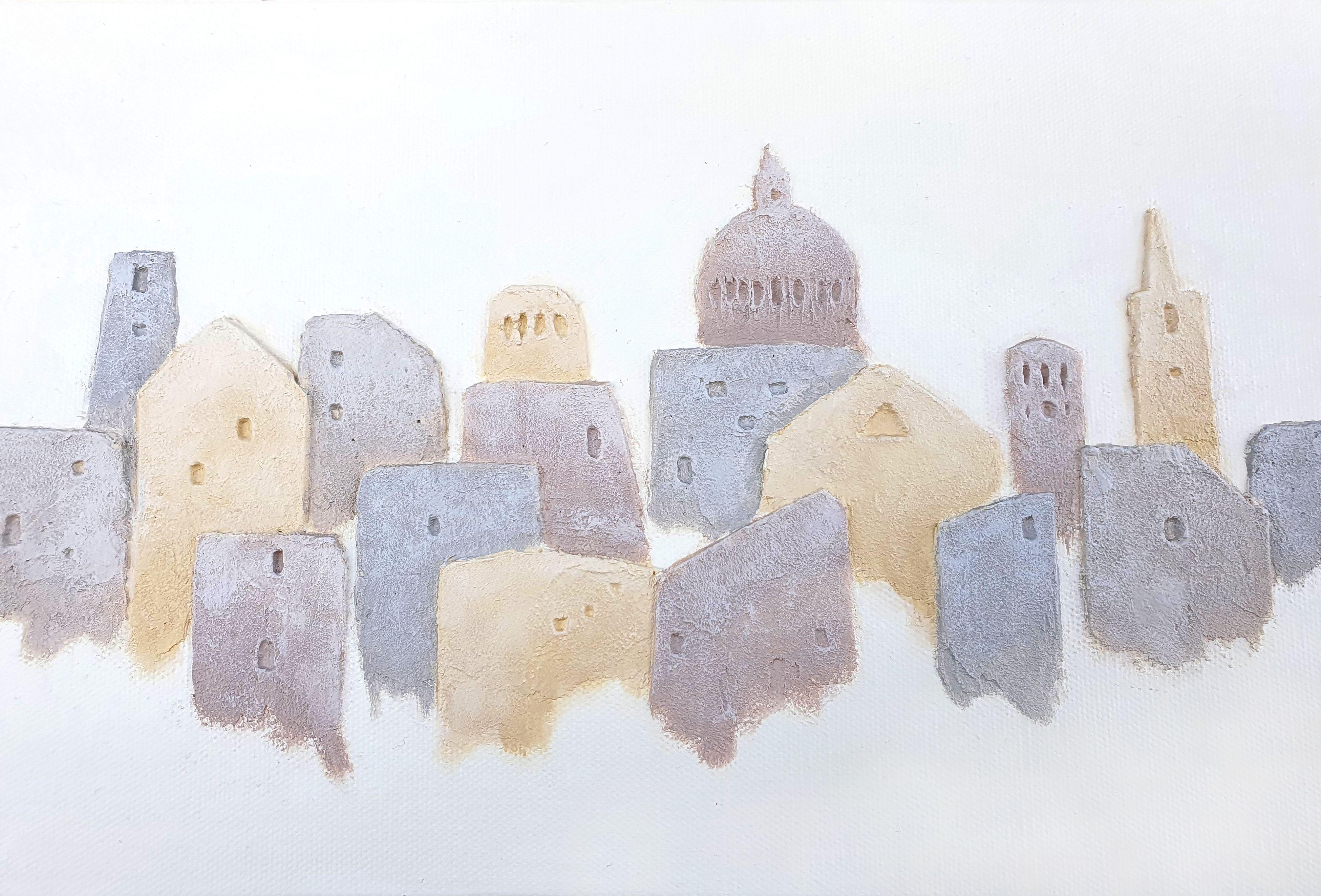Contempler La Valette, Technique mixte sur toile - Abstrait Mixed Media Art par Liz McDonough