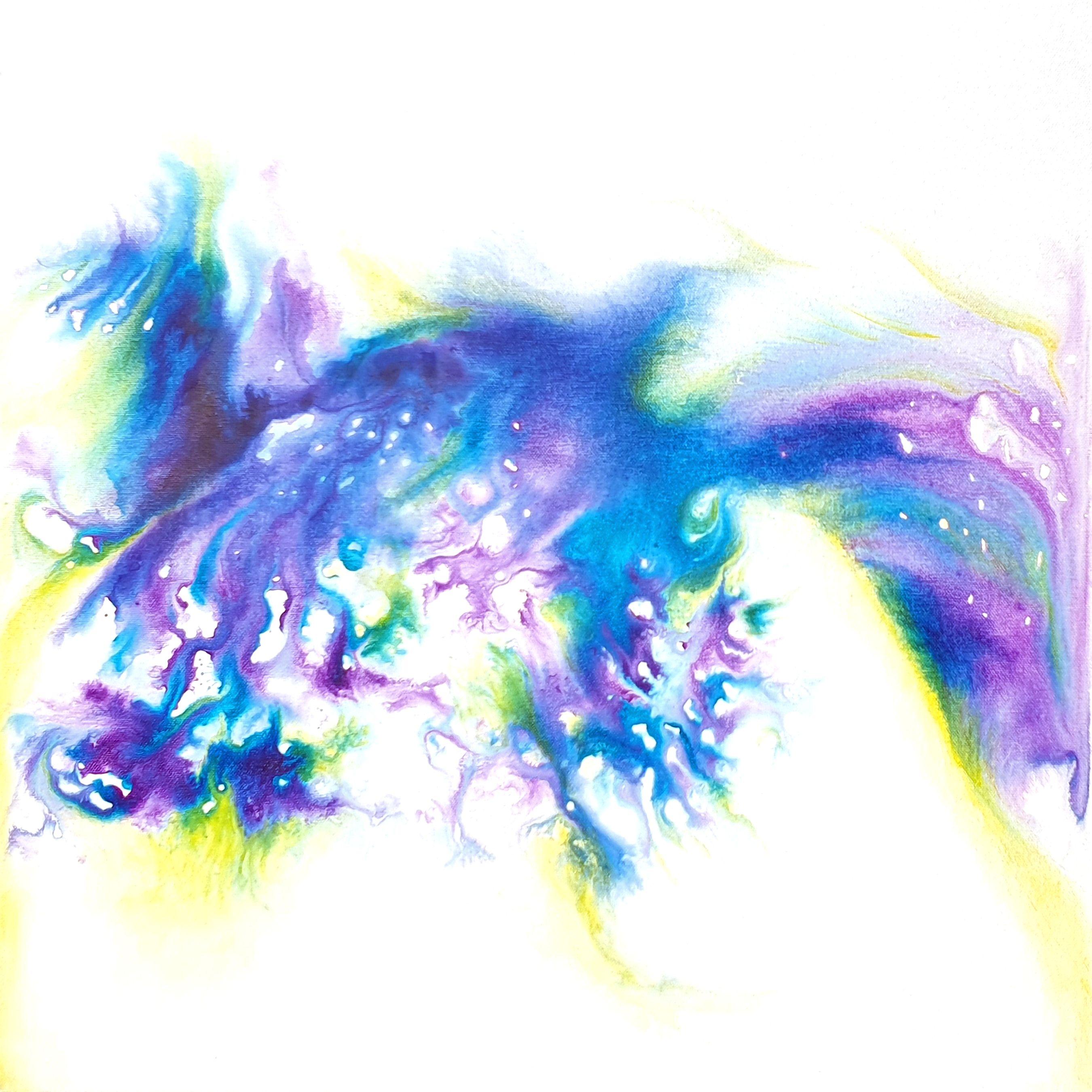 "Carried" expresses the journey back to where we came from when we have done what we set out to do on this planet. Back to source, pure consciousness. The colours and energies can be assimilated into our own soul.    The Soul Collection.  Art