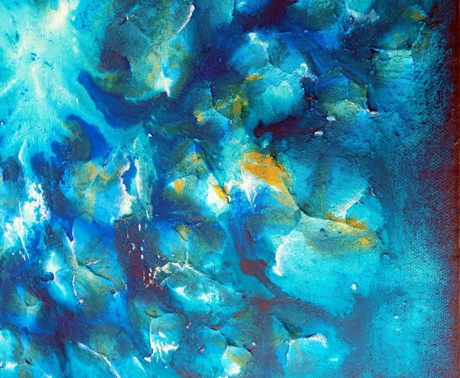 Portales of The Absolute Vision, Pittura, Acrilico su tela - Abstract Painting Blu di Liz McDonough