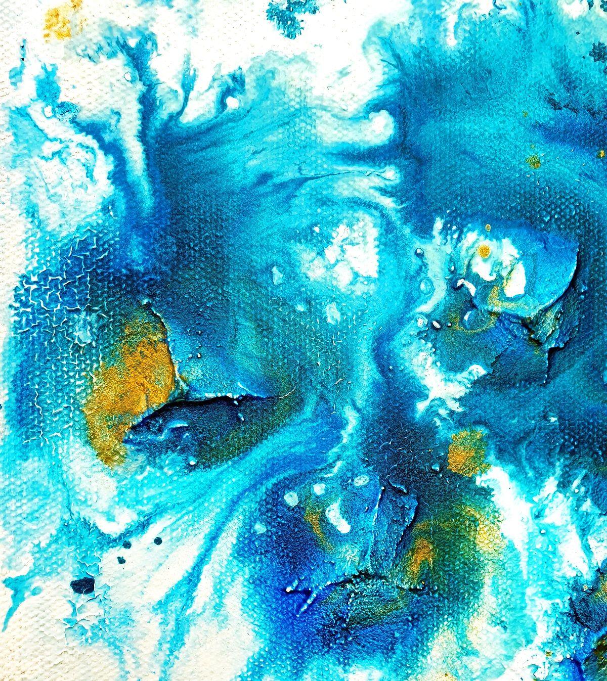 Portale dell'anima espressa, Pittura, Acrilico su tela - Abstract Painting Blu di Liz McDonough