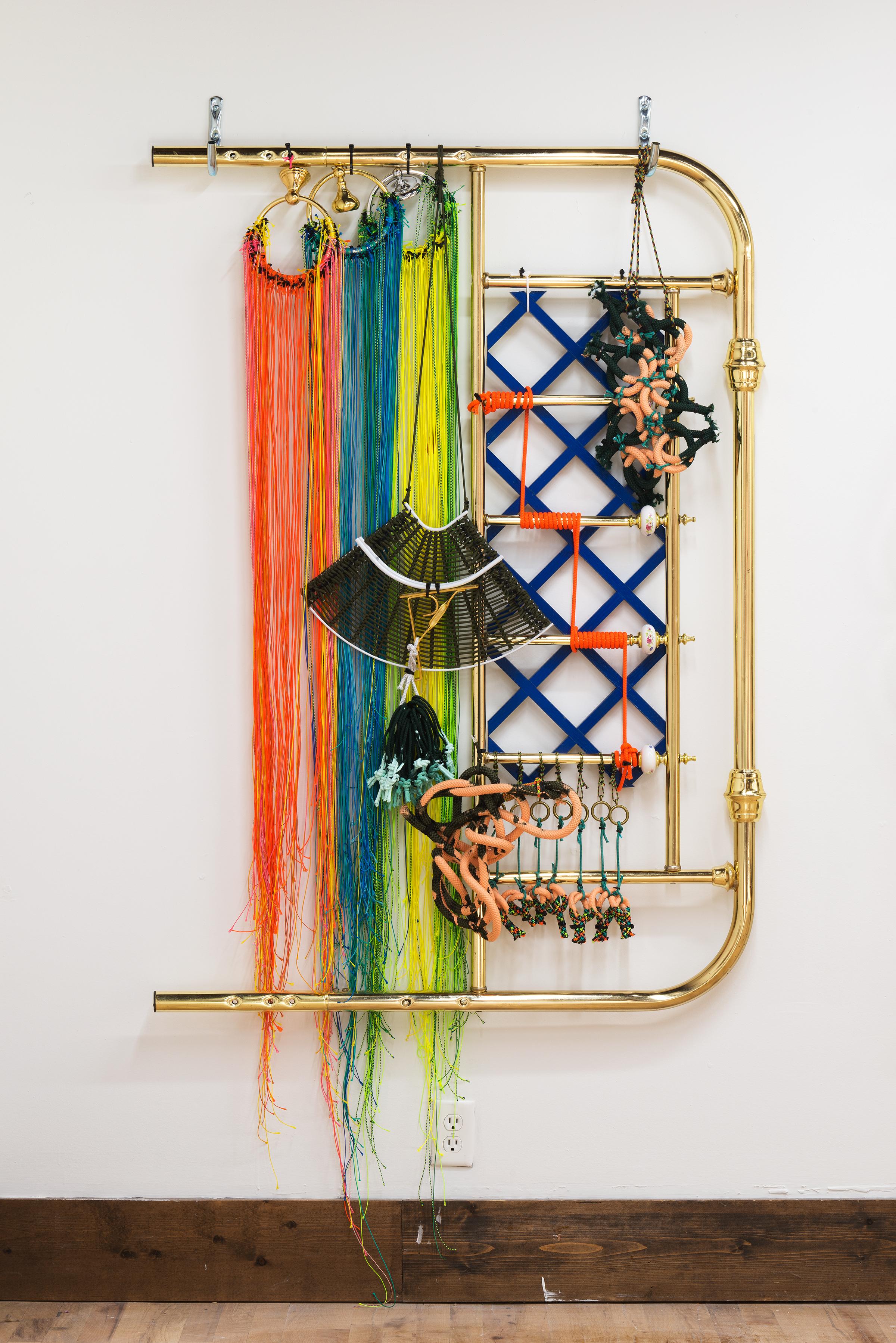 Liz Miller Abstract Sculpture - ADORNED OBSOLESCENCE 4 - Sculptural Wall Hanging w/ Found & Repurposed Objects