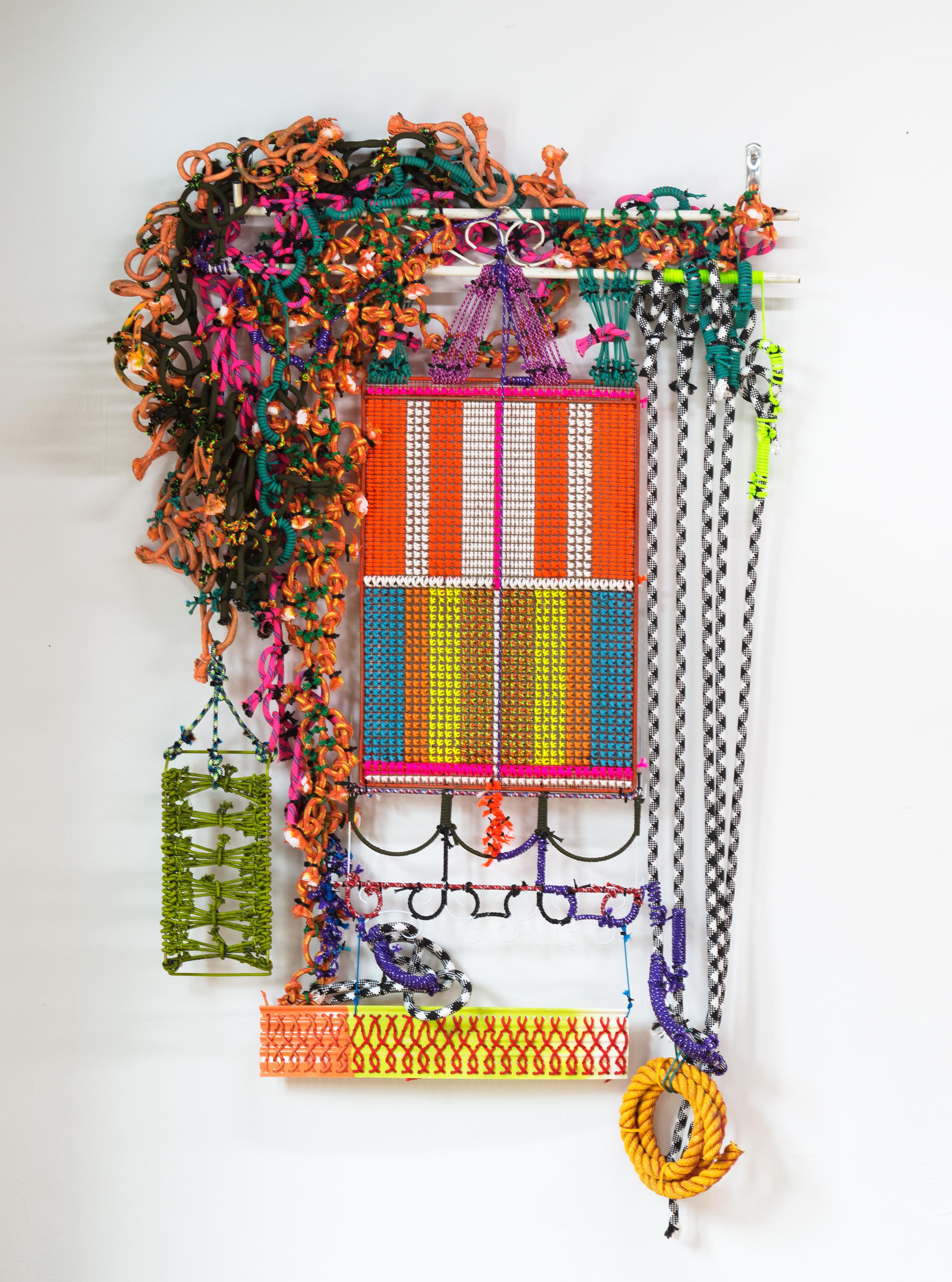 ARCHITECTURAL HYPERBOLE 04 Sculptural Wall Hanging w/ Found & Repurposed Objects - Mixed Media Art by Liz Miller