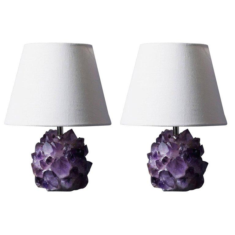 Liz O'Brien Editions Amethyst Crystal Lamp In Excellent Condition For Sale In New York, NY
