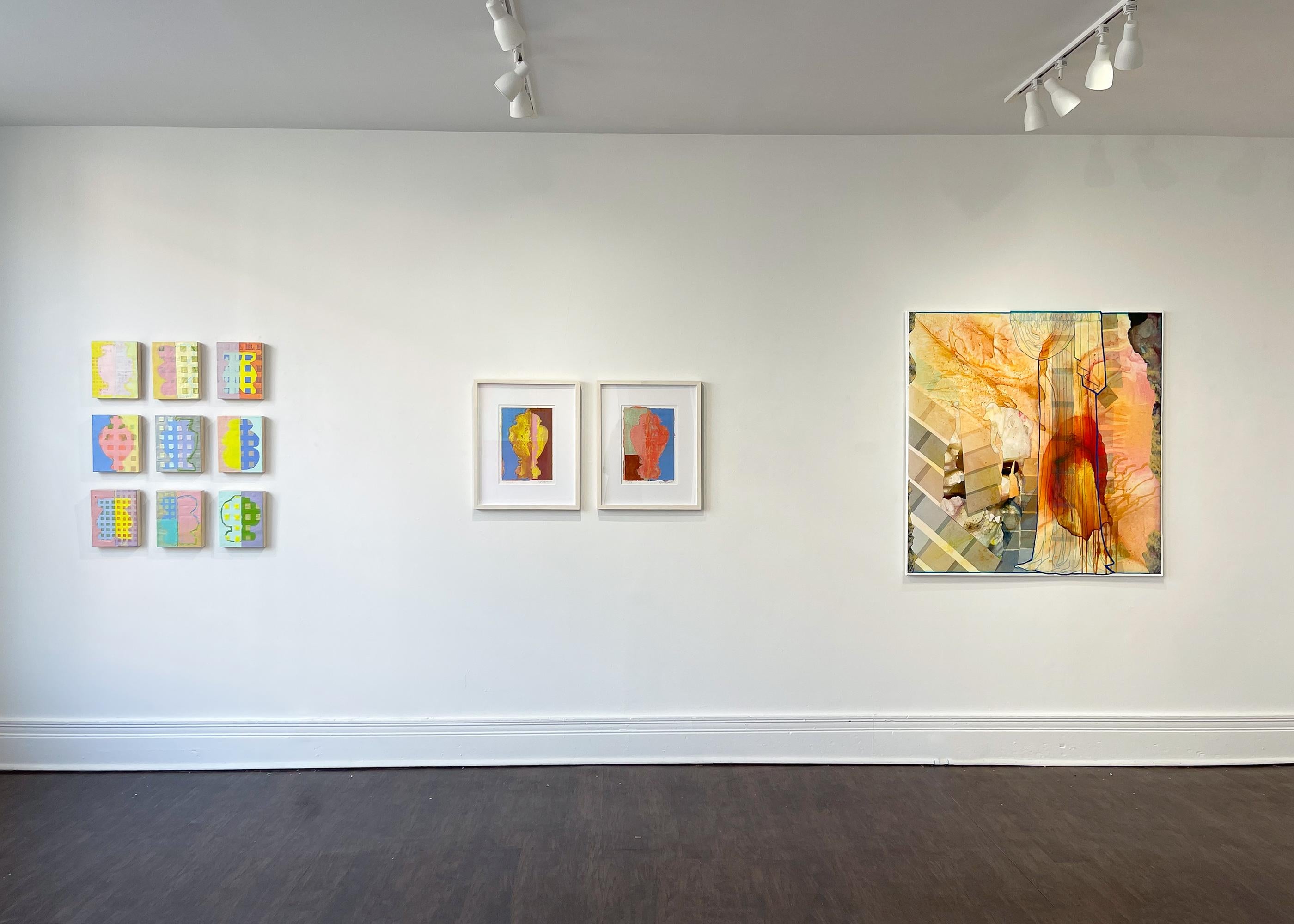 Trophäe 16 (encaustic on panel, pattern, grid, primary, forms, bright, texture) im Angebot 5