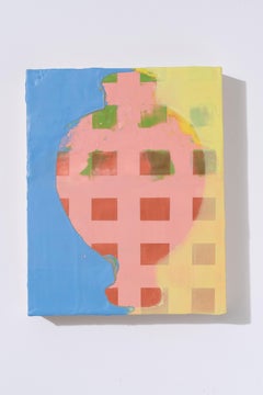 Trofeo 22 (encáustica sobre panel, dibujo, cuadrícula, primario, formas, brillante, textura)