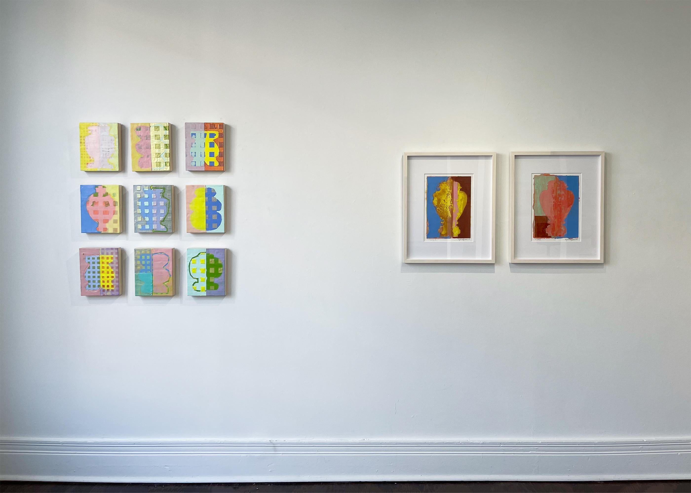 Trophy 22 (encaustic on panel, pattern, grid, primary, forms, bright, texture) For Sale 2