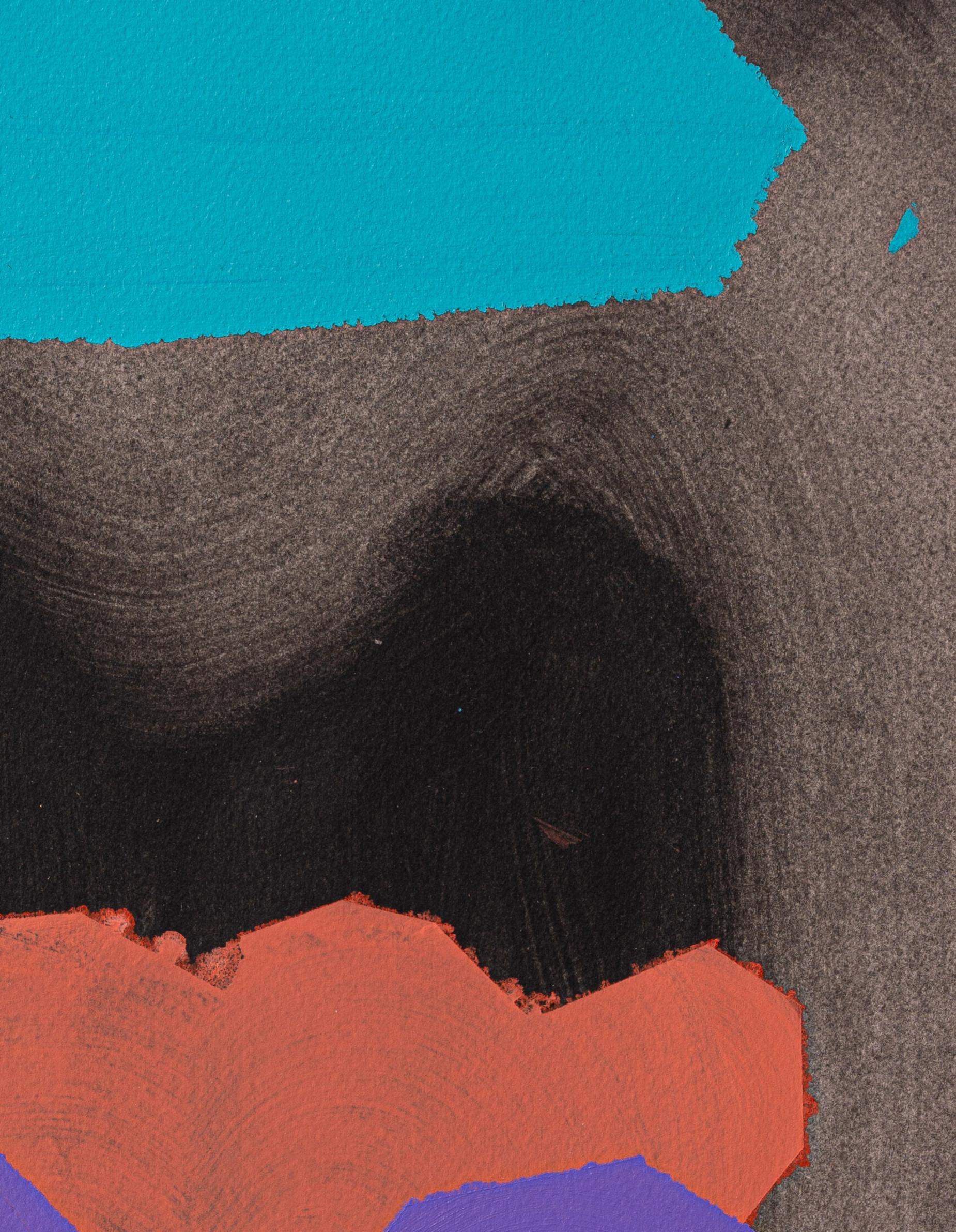 Binge Worthy (abstract, bright colors, dark colors, layers) - Painting by Liz Rundorff Smith