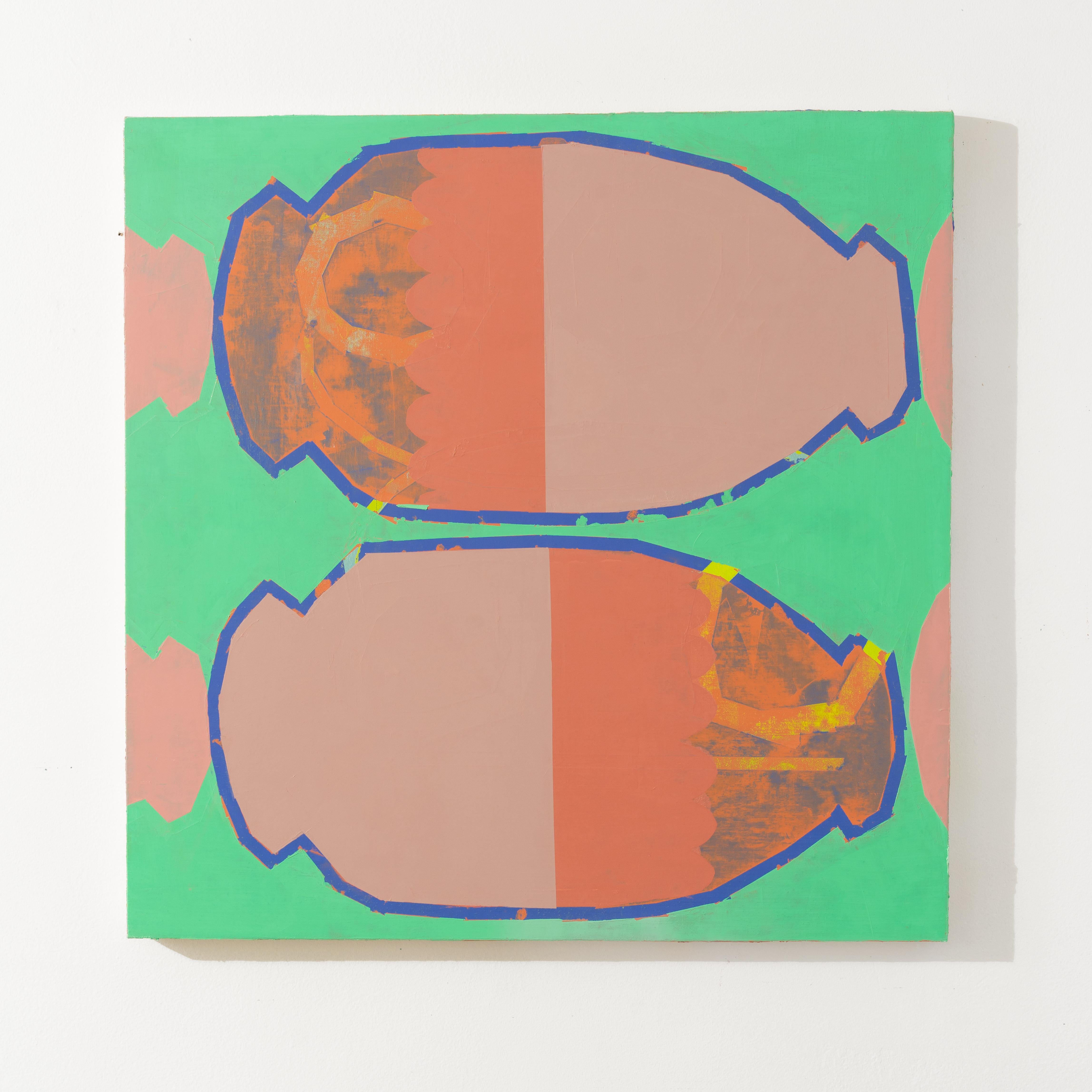 Sala de respiración (acrílico sobre lienzo, dibujo, cuadrícula, pastel, formas, brillante) - Painting de Liz Rundorff Smith