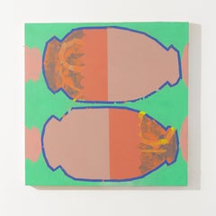 Breathing Room (acrilico su tela, motivo, griglia, pastello, forme, luminoso)