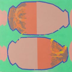 Breathing Room (acrilico su tela, motivo, griglia, pastello, forme, luminoso)