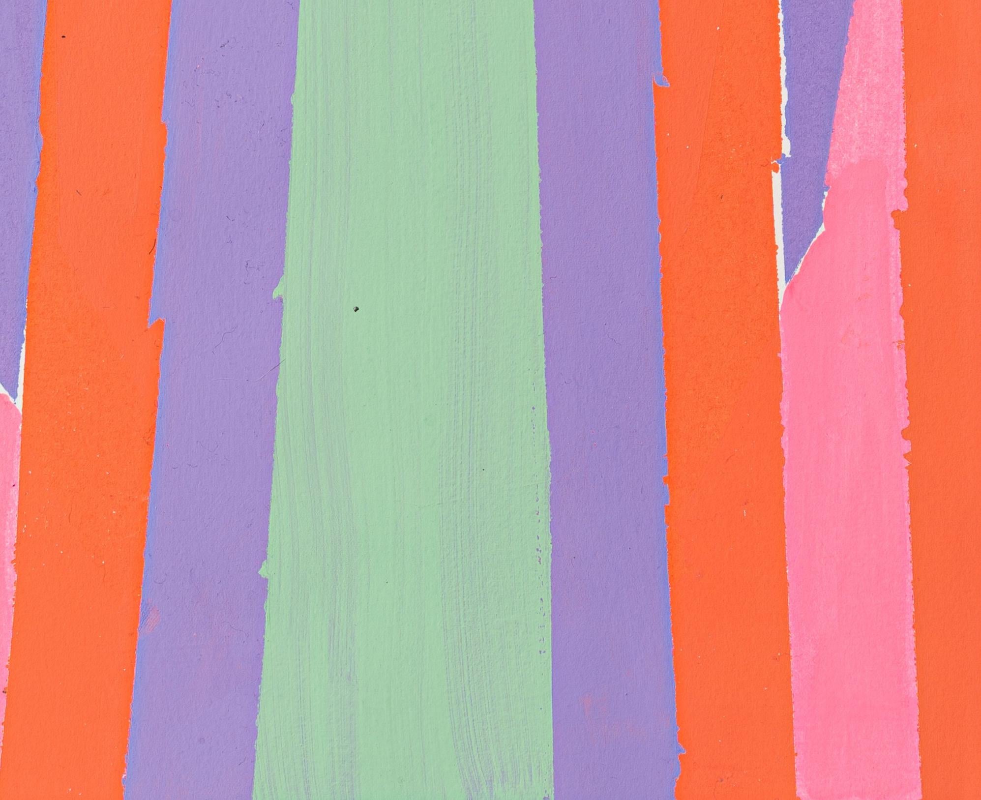 For The Gods (astratto, colori vivaci, arcobaleno, strati, motivo) - Painting Contemporaneo di Liz Rundorff Smith