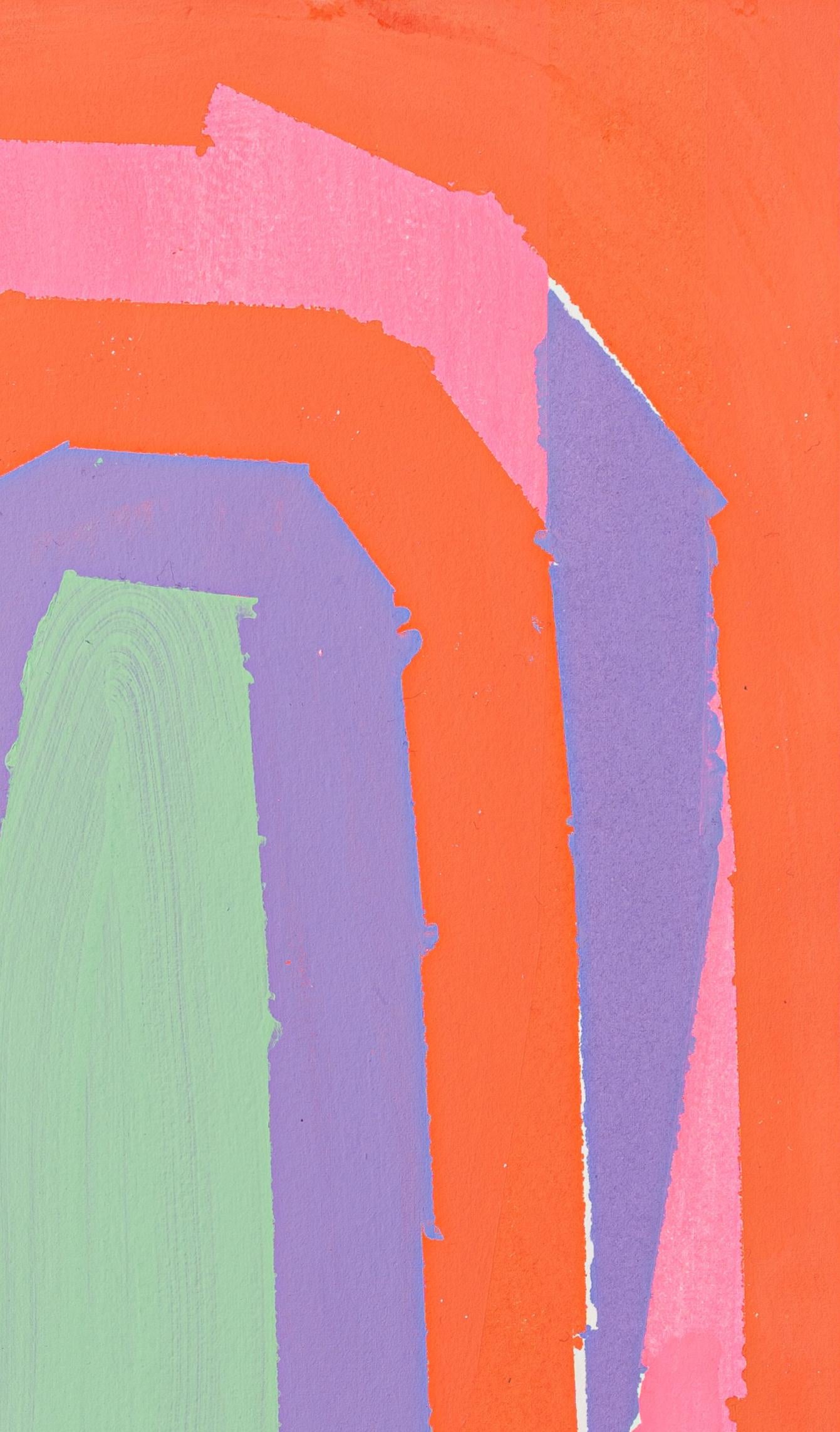 For The Gods (astratto, colori vivaci, arcobaleno, strati, motivo) - Abstract Painting Viola di Liz Rundorff Smith