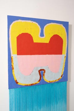 Hard to Swallow (encaustique sur panneau, motif, grille, formes, lumineuses, texture)