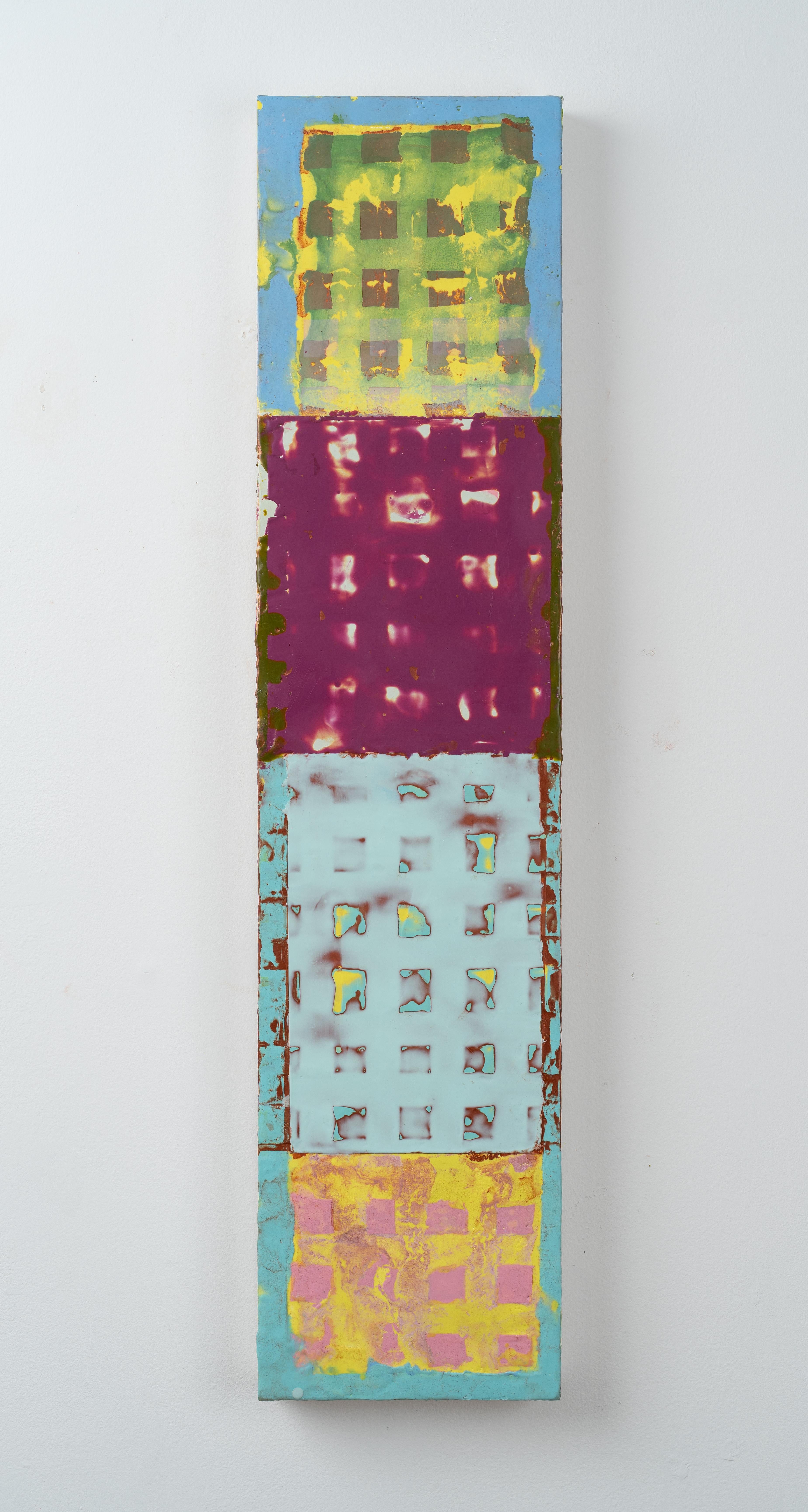 House On Sand (abstrait, motifs, couleurs chaudes, grille, encaustique, stratifié)