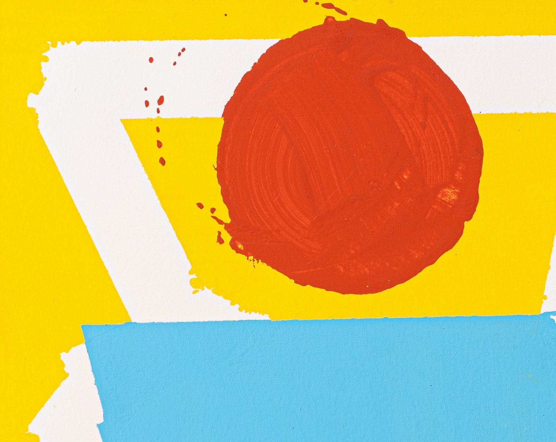 Maggiore (astratto, colori vivaci, giallo, blu, strati) - Painting Contemporaneo di Liz Rundorff Smith