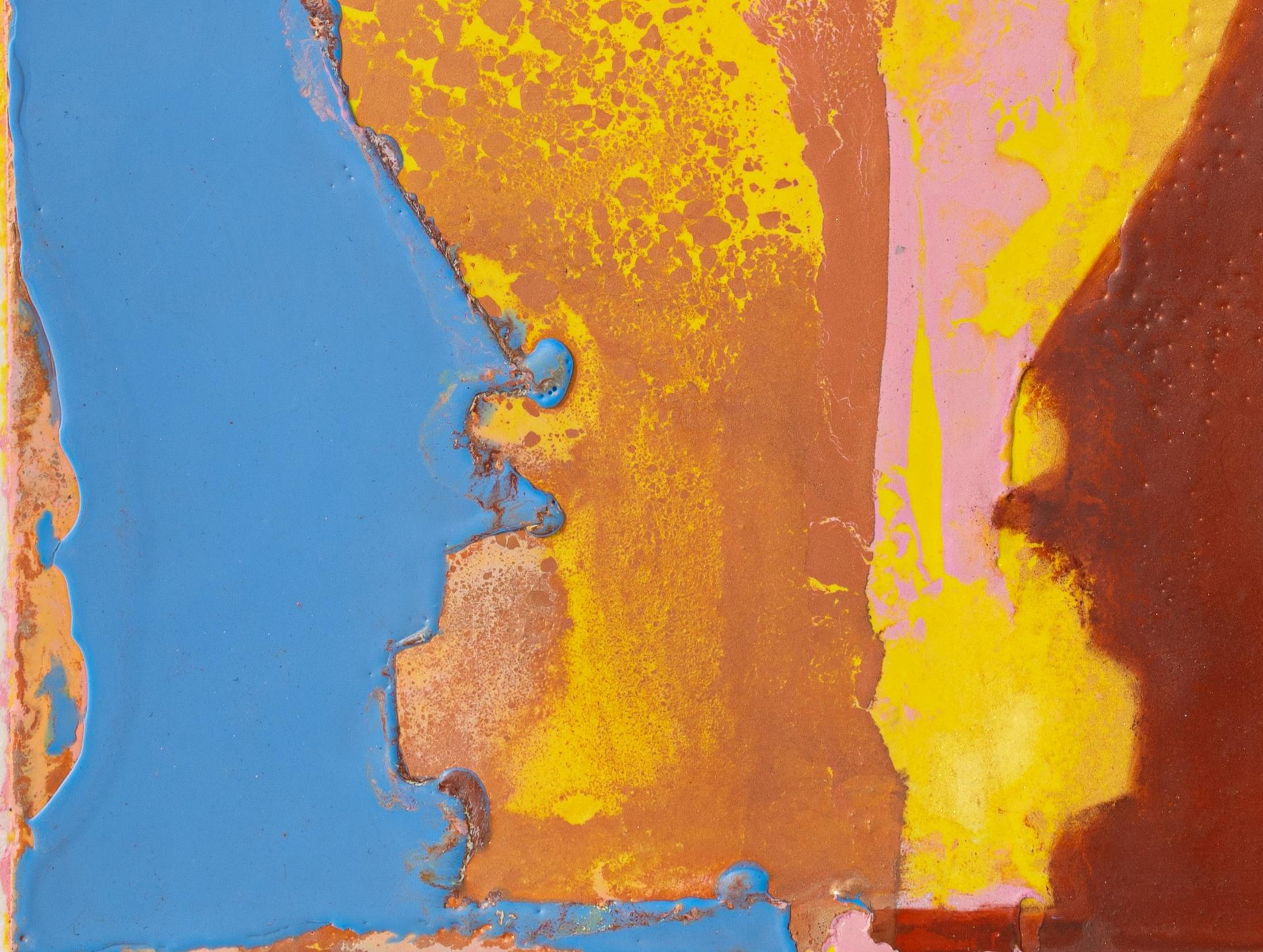 Reliquiario (per Gigi) (astratto, colori vivaci, strati, encausto, recipiente) - Painting Contemporaneo di Liz Rundorff Smith