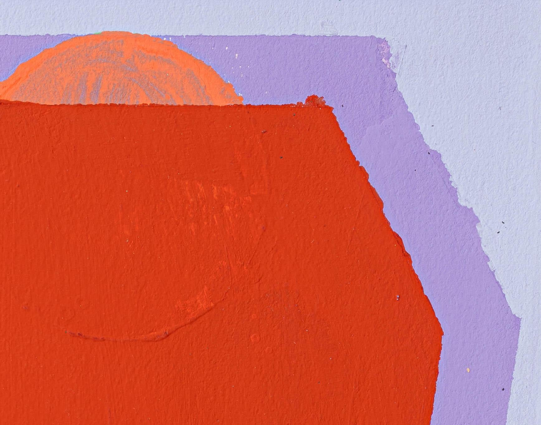 Runway (astratto, fantasie, colori vivaci, strati, rosso, viola) - Painting di Liz Rundorff Smith
