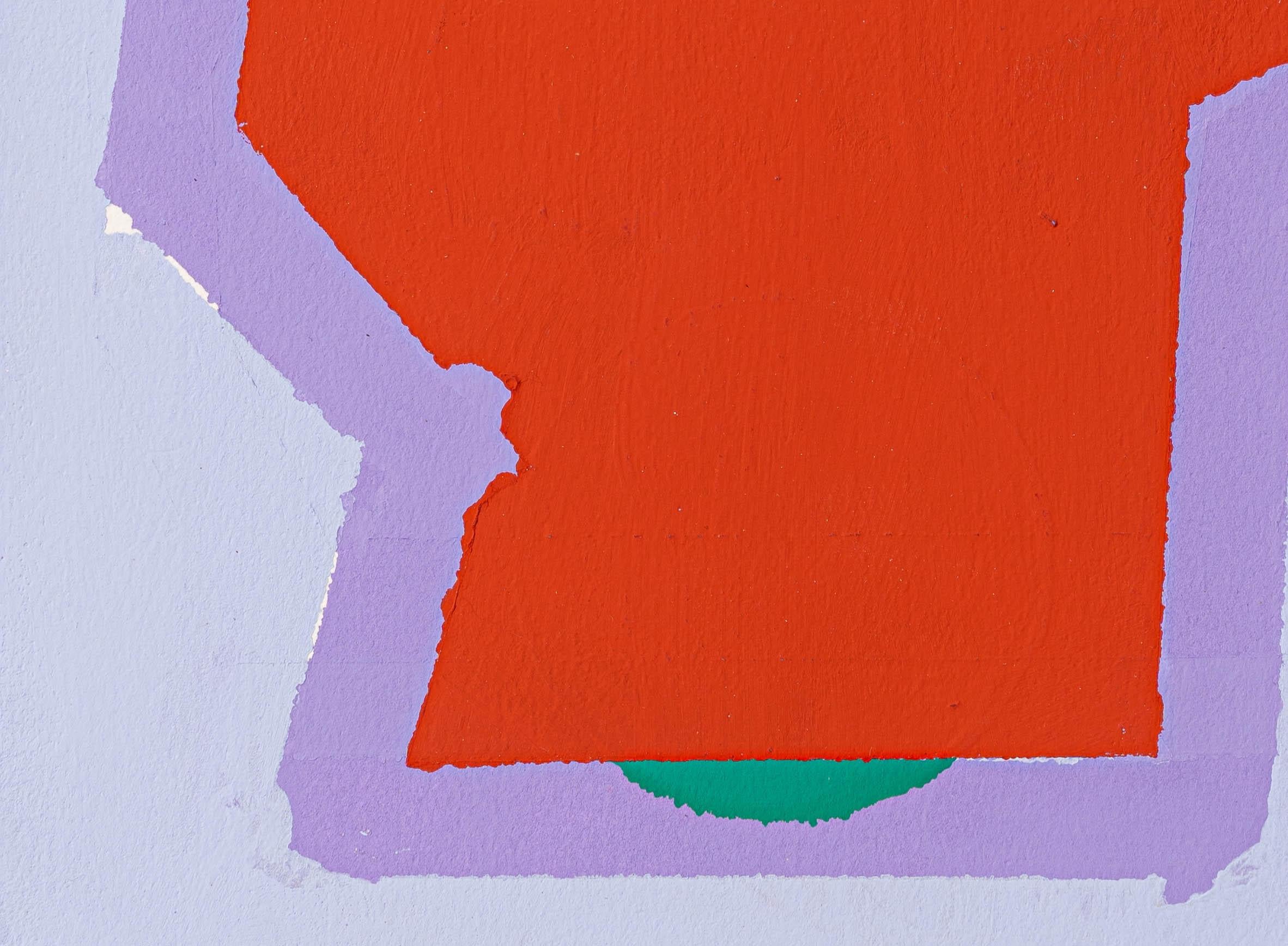 Runway (astratto, fantasie, colori vivaci, strati, rosso, viola) - Painting Contemporaneo di Liz Rundorff Smith