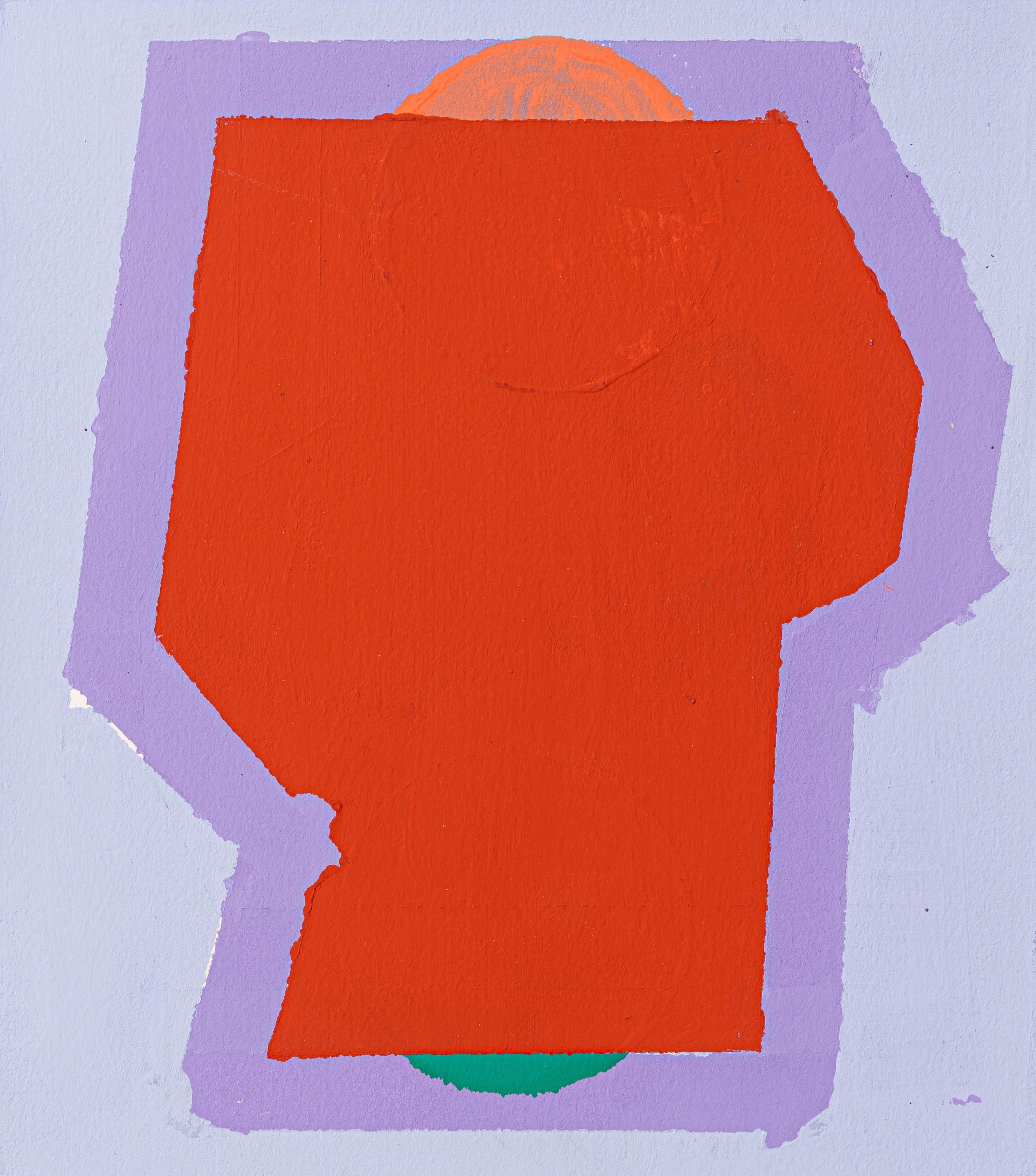 Abstract Painting di Liz Rundorff Smith - Runway (astratto, fantasie, colori vivaci, strati, rosso, viola)