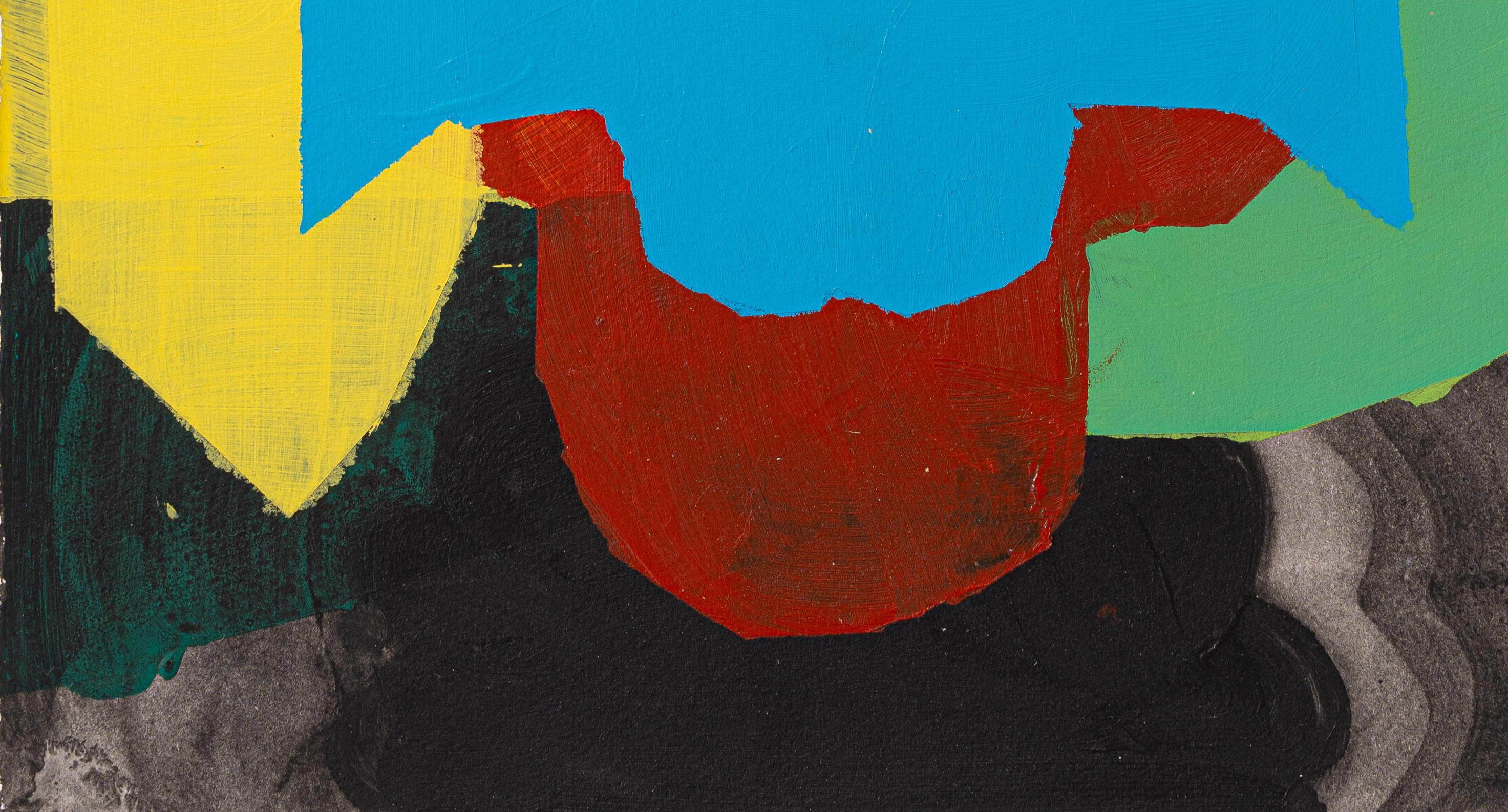Aiuto al sonno (astratto, colori vivaci, colori scuri, strati) - Painting di Liz Rundorff Smith